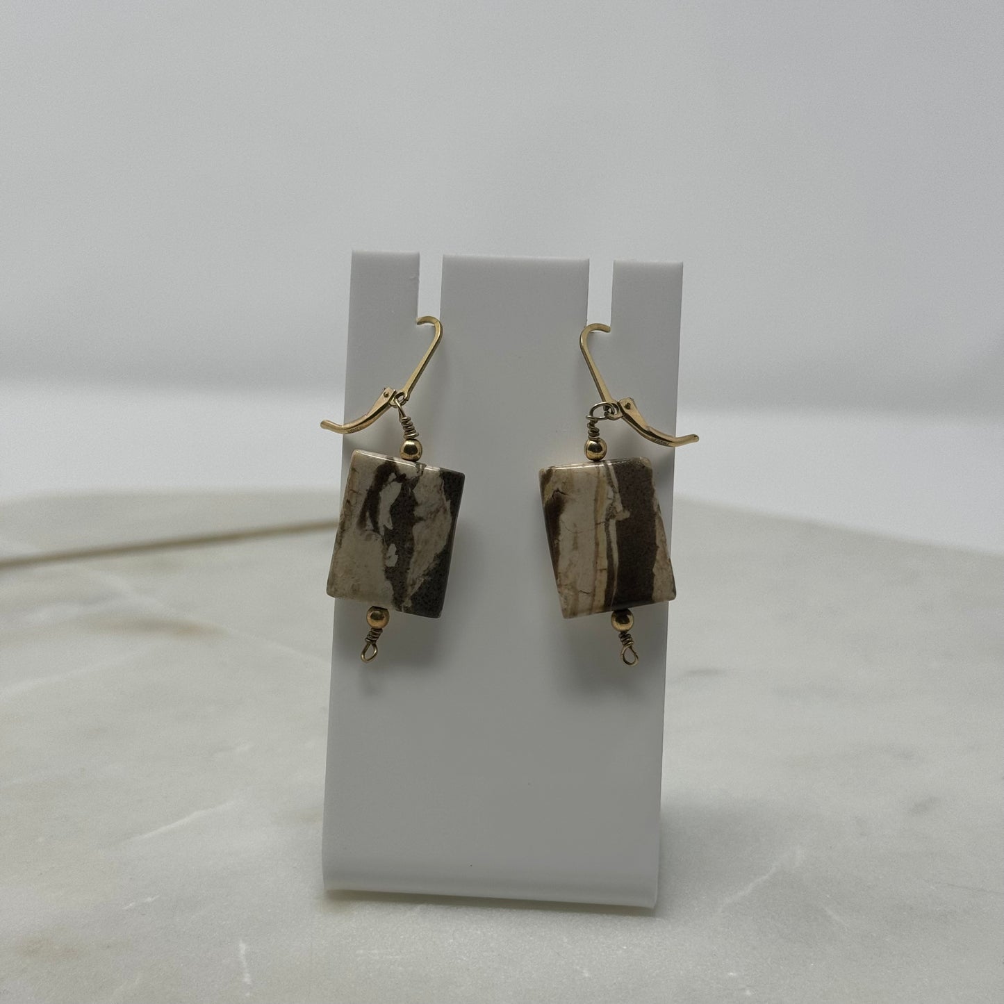 Stone Drop Dangle Lever-back Earrings
