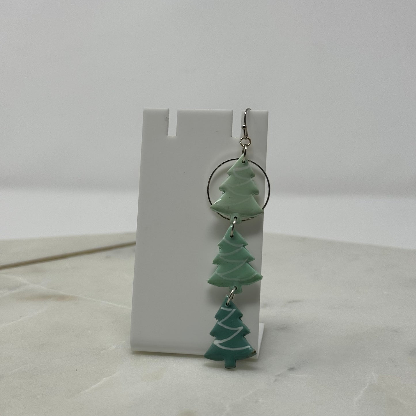 Polymer Clay Christmas Tree Dangle Hook Earrings