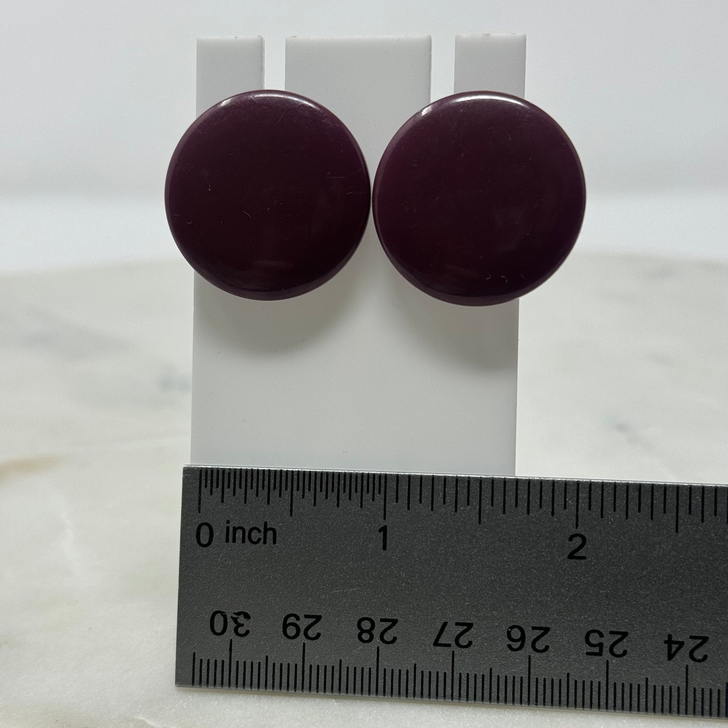 Vintage Plum Purple Round Clip-On Earrings