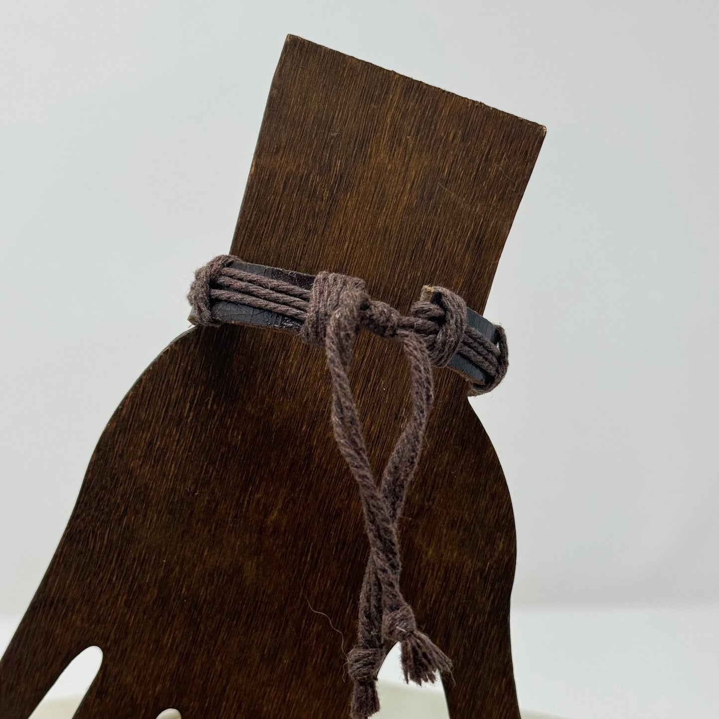 Bracelet Boho Brown Leather Bangle 7 Inch Protect African Safari Charm