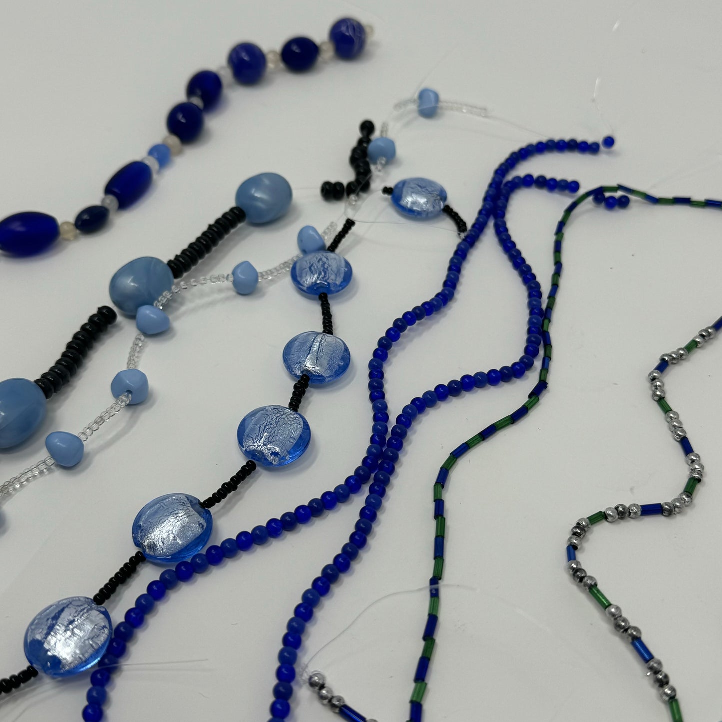 Reclaimed Blue Glass Beads Strands Crafting & Jewelry Making Supplies Sustainable Craft Materials