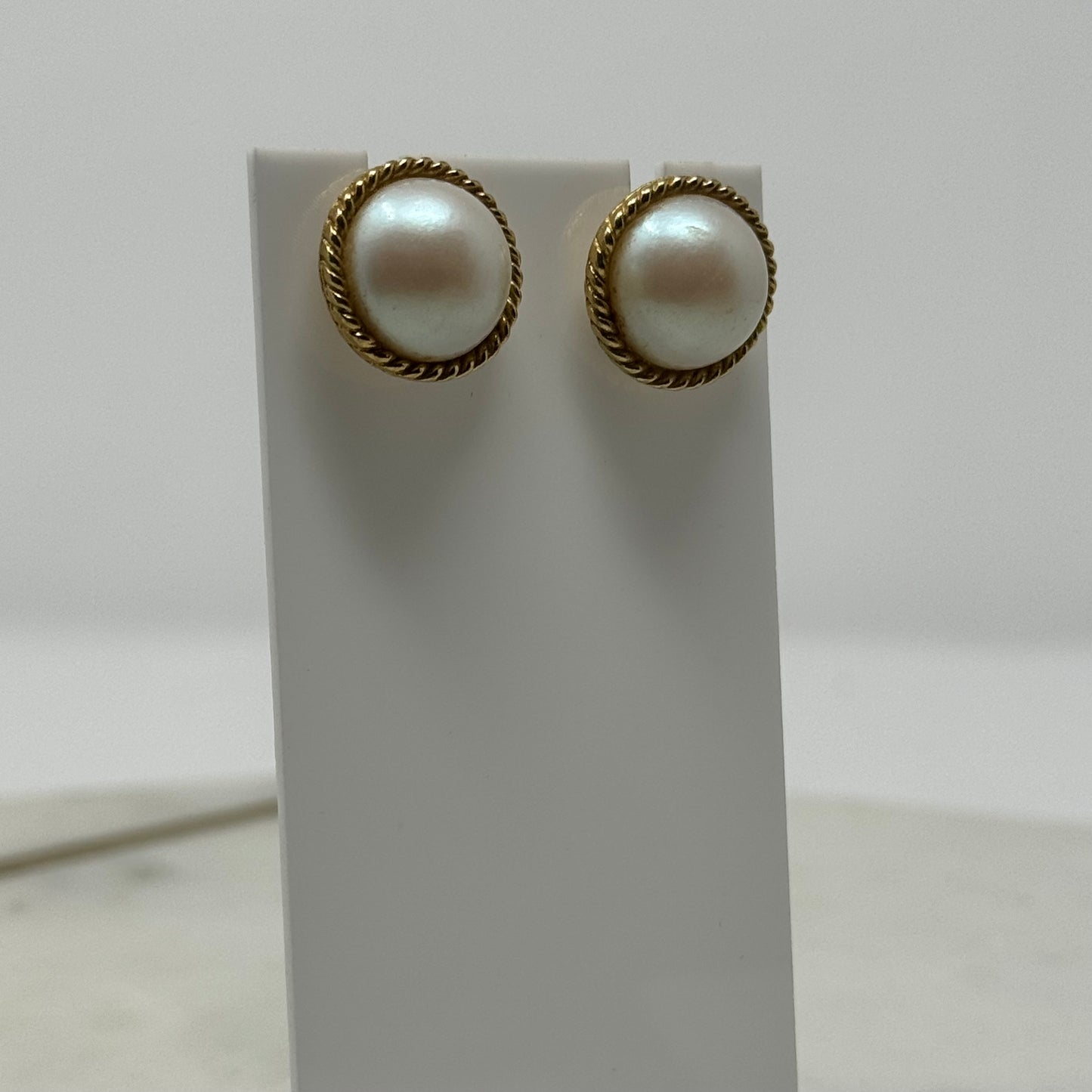 Vintage Pearl & Intricate Gold Border Statement Earrings
