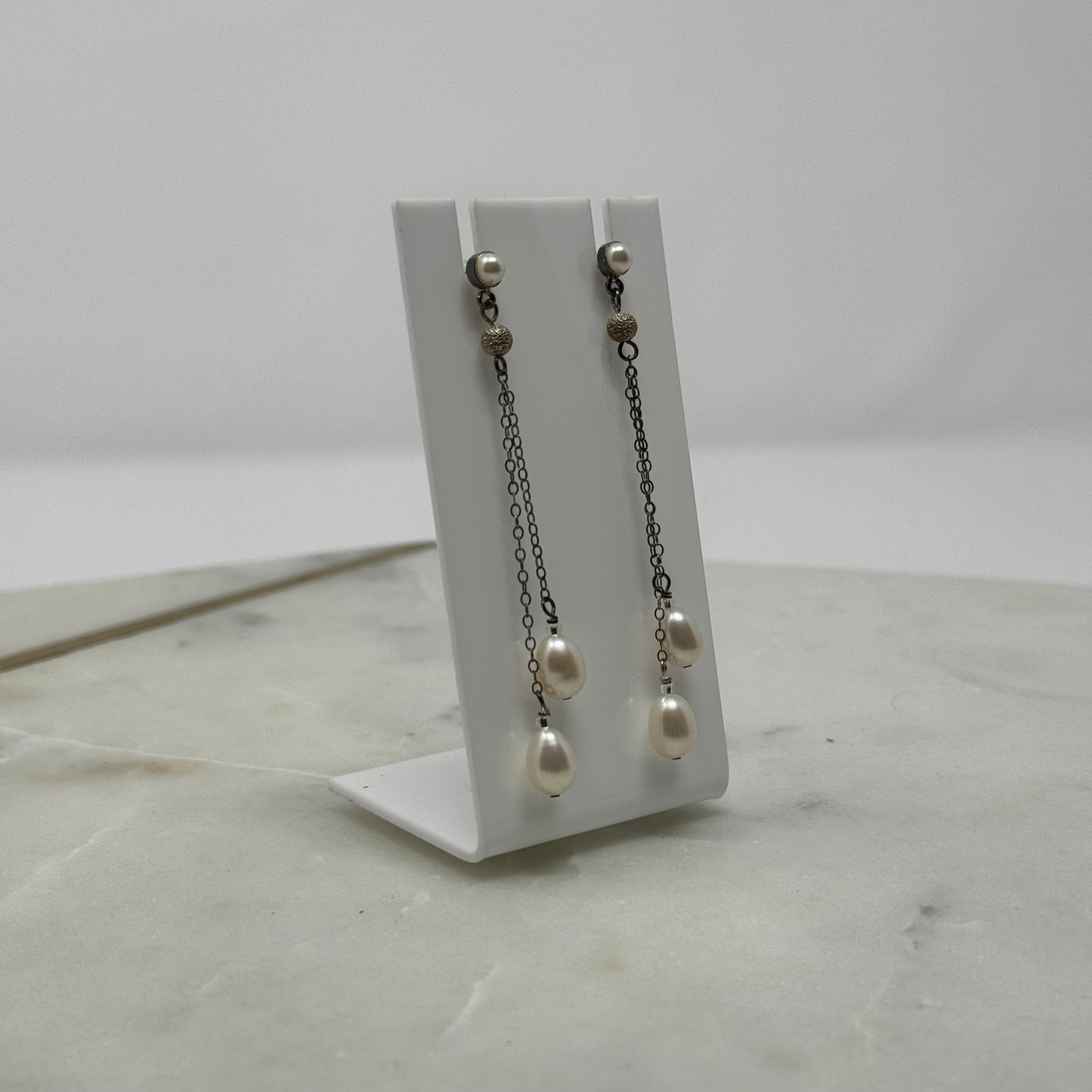 Natural Pearl Dangle Statement Earrings