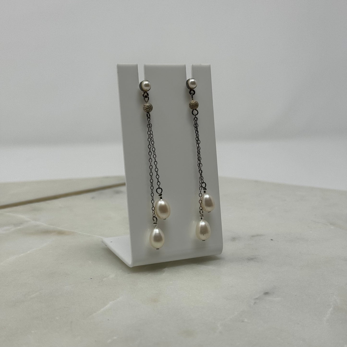 Natural Pearl Dangle Statement Earrings