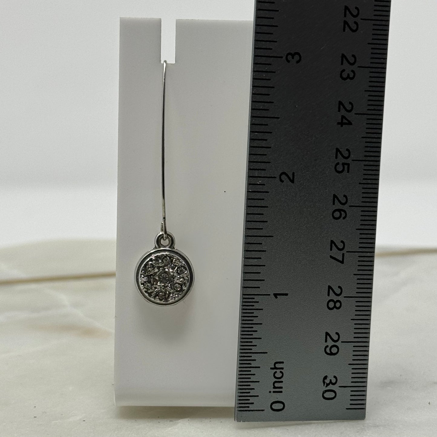 Silver Simple Rhinestone Dangle Long Hook Earrings