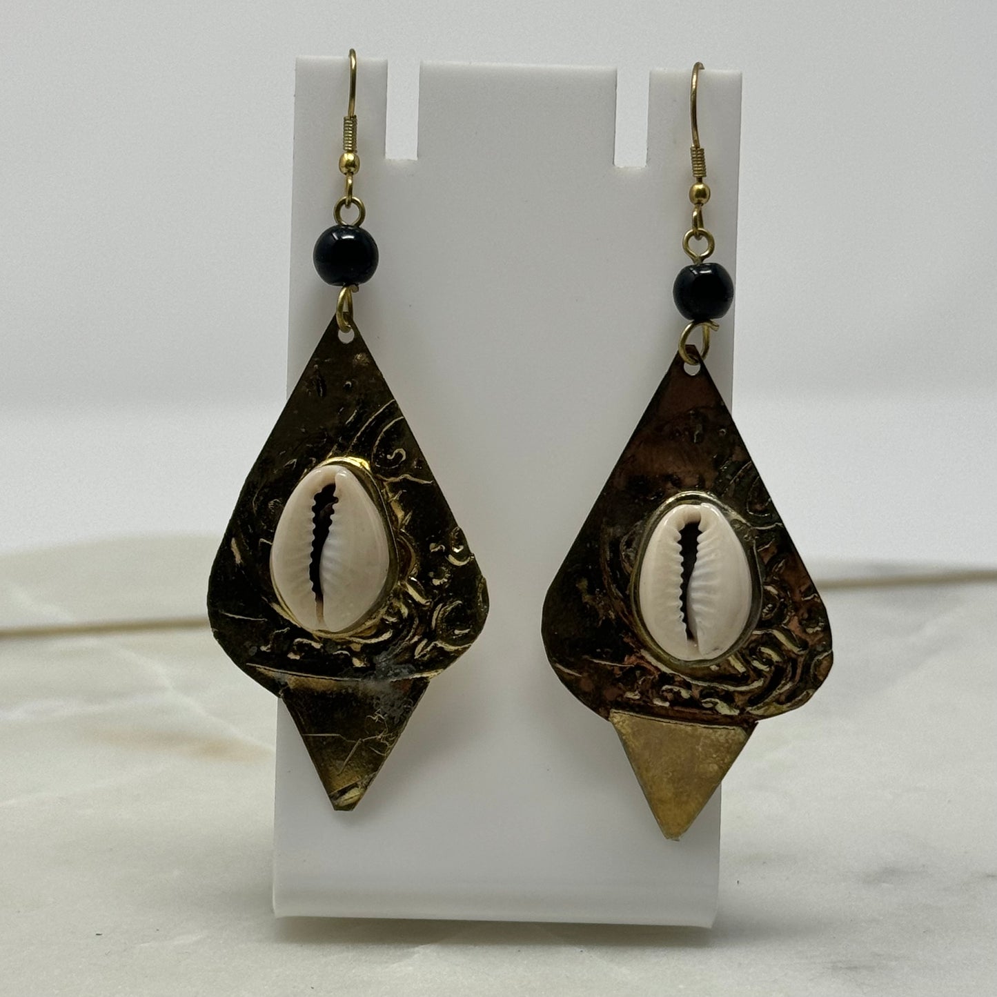 Boho Shell Dangle Metal Statement Earrings