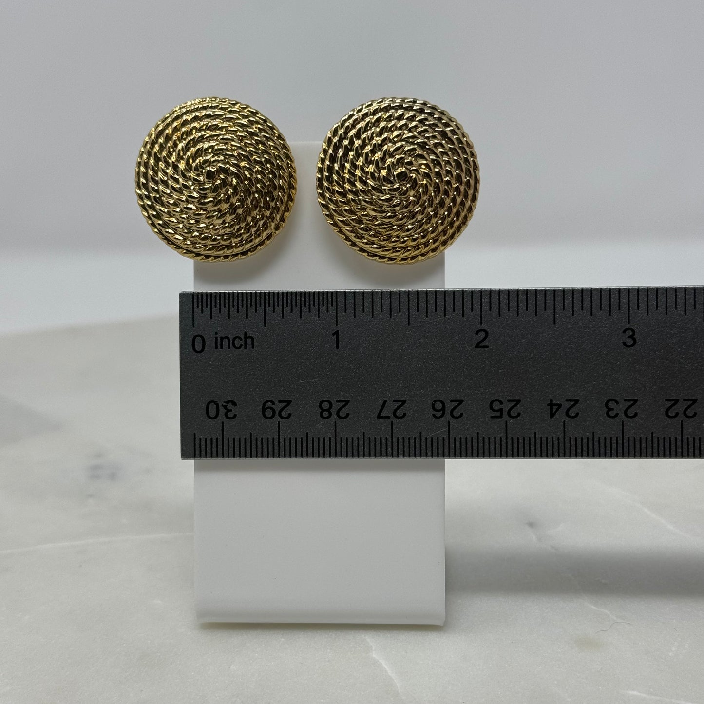 Vintage Round Textured Gold Clip-On Earrings