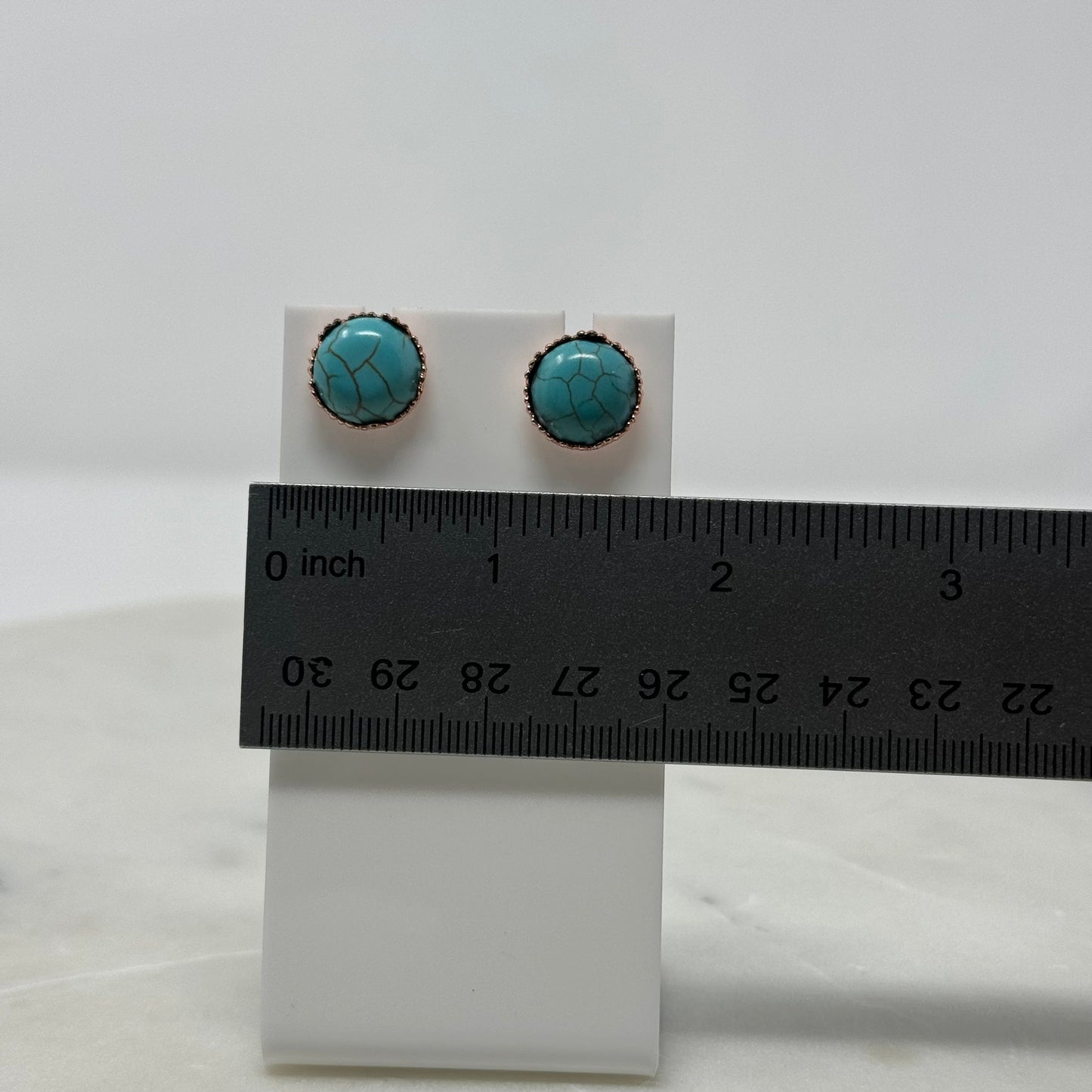 New Boho Turquoise & Rose Gold Stud Earrings
