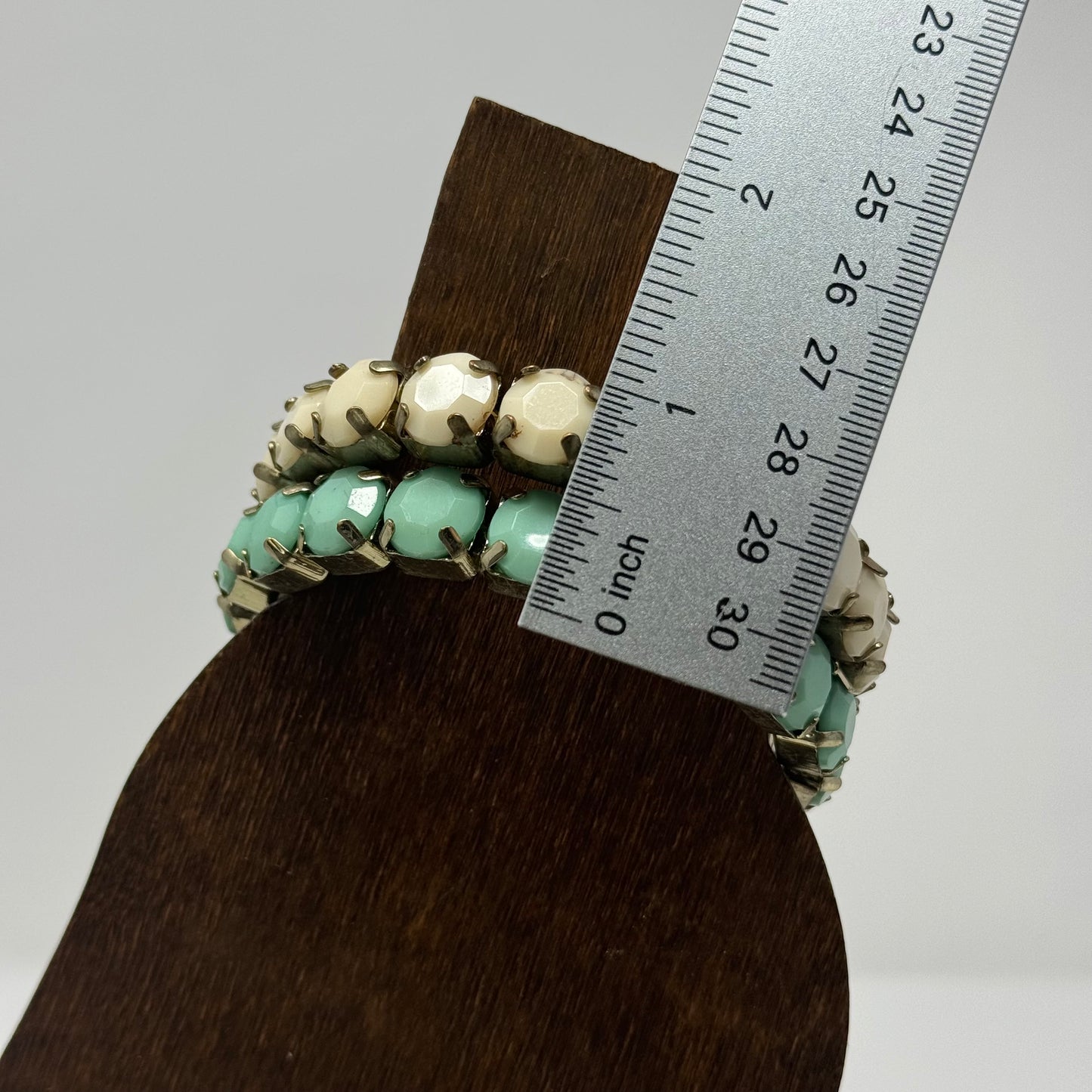 White & Turquoise Bangle Bracelets Faceted Rhinestone Boho Chic Jewelry Set