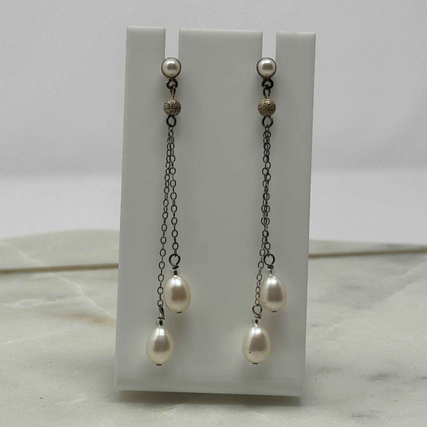 Natural Pearl Dangle Statement Earrings