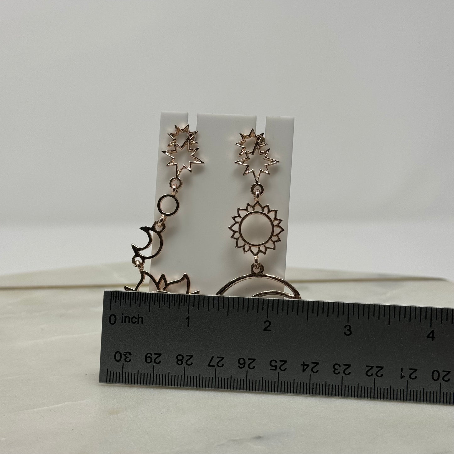 Boho Rose Gold Sun & Moon Tribal Dangle Earrings