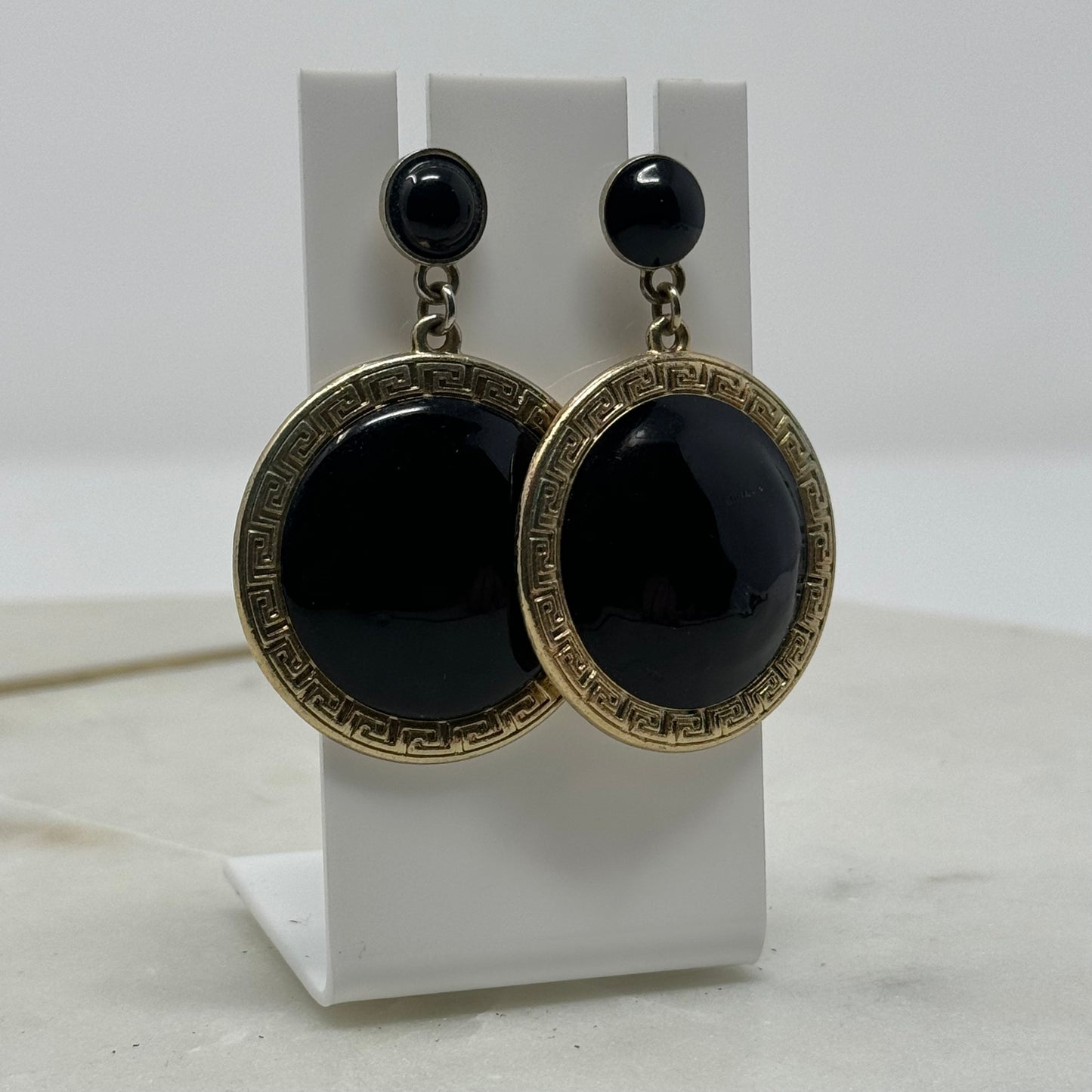 Bold Gold & Black Boho Tribal Dangle Earrings