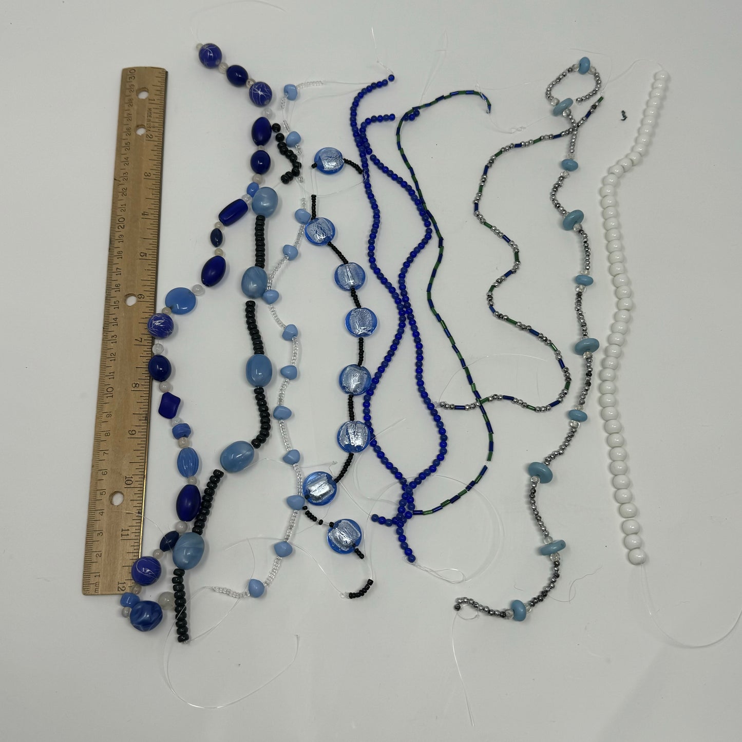 Reclaimed Blue Glass Beads Strands Crafting & Jewelry Making Supplies Sustainable Craft Materials