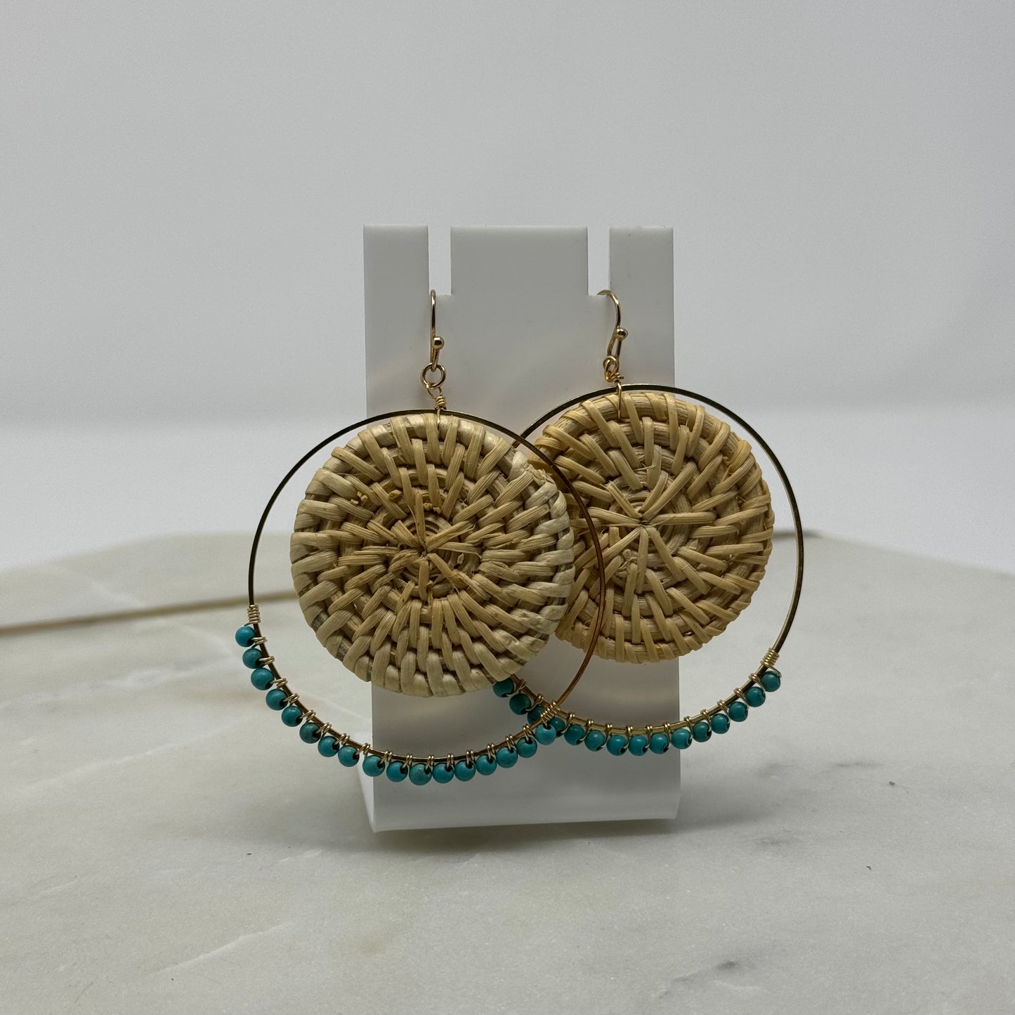 Beaded Boho Woven Dangle Statement Earrings