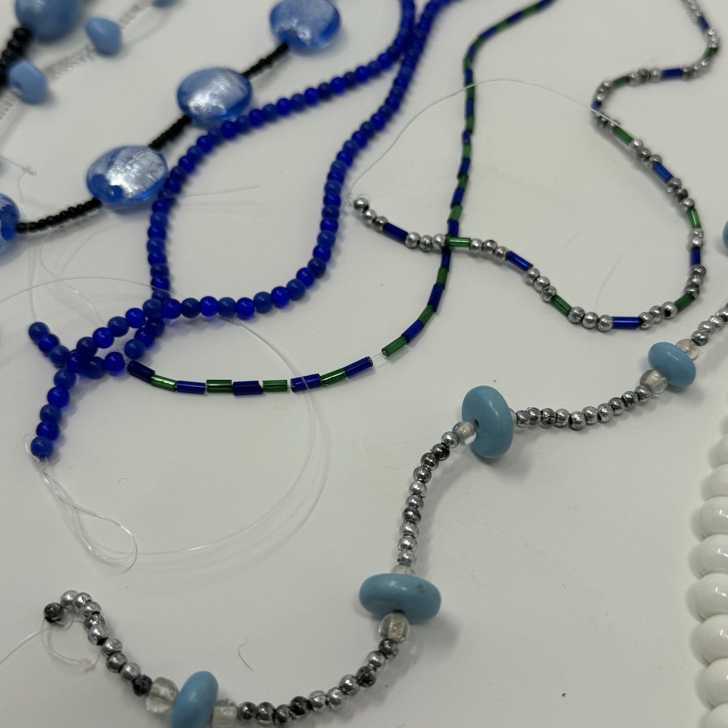 Reclaimed Blue Glass Beads Strands Crafting & Jewelry Making Supplies Sustainable Craft Materials