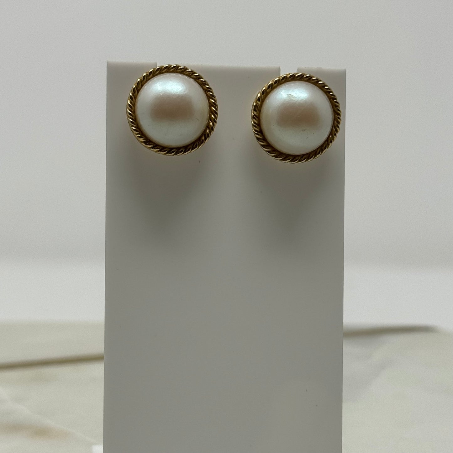 Vintage Pearl & Intricate Gold Border Statement Earrings