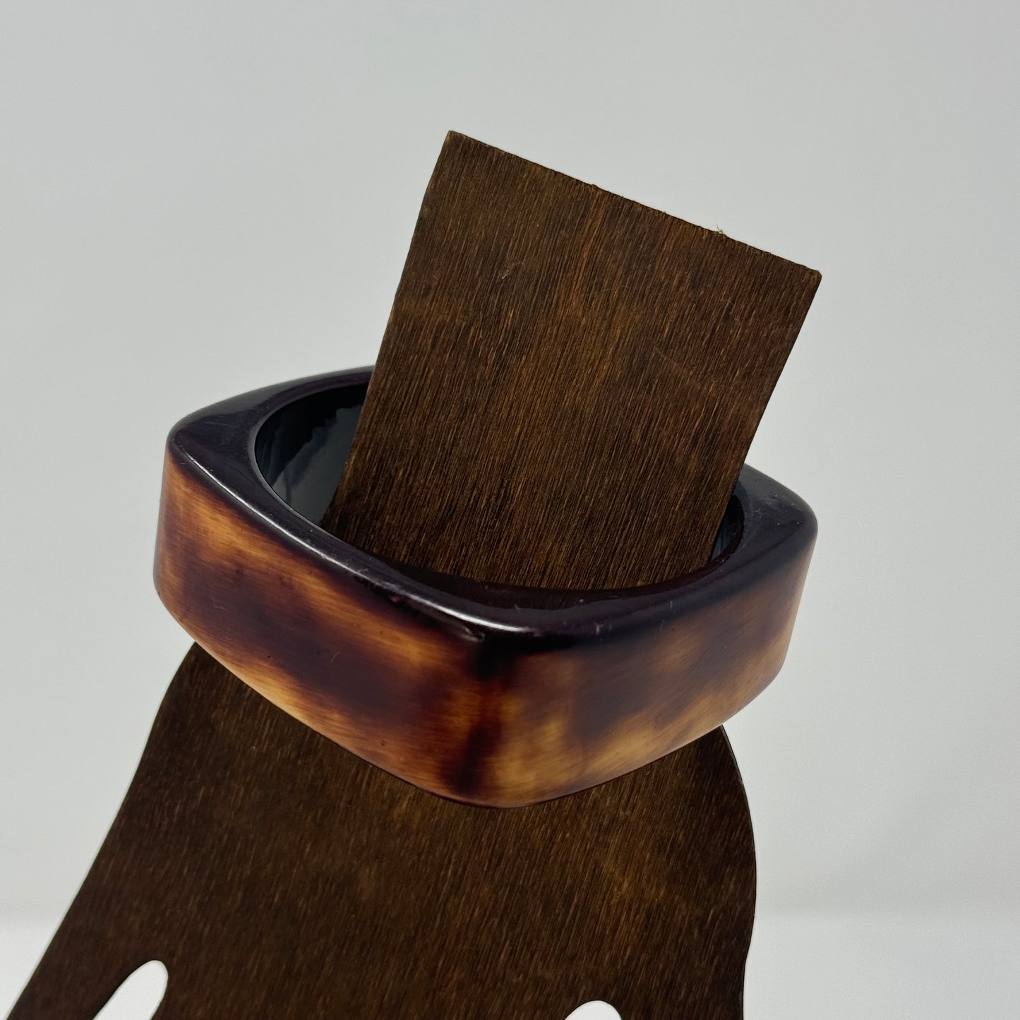 Retro Bangle Bracelet - Square Shape, 1970s Style, Boho Thick Statement Jewelry