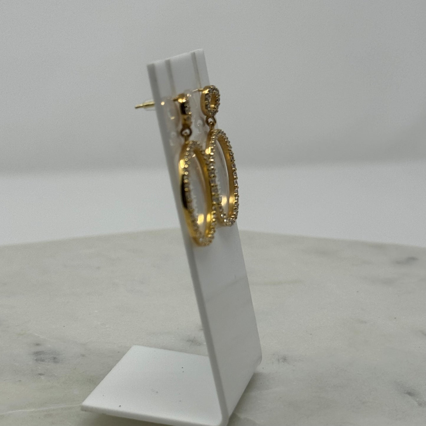 Round Crystal Sparkle Gold Dangle Statement Earrings