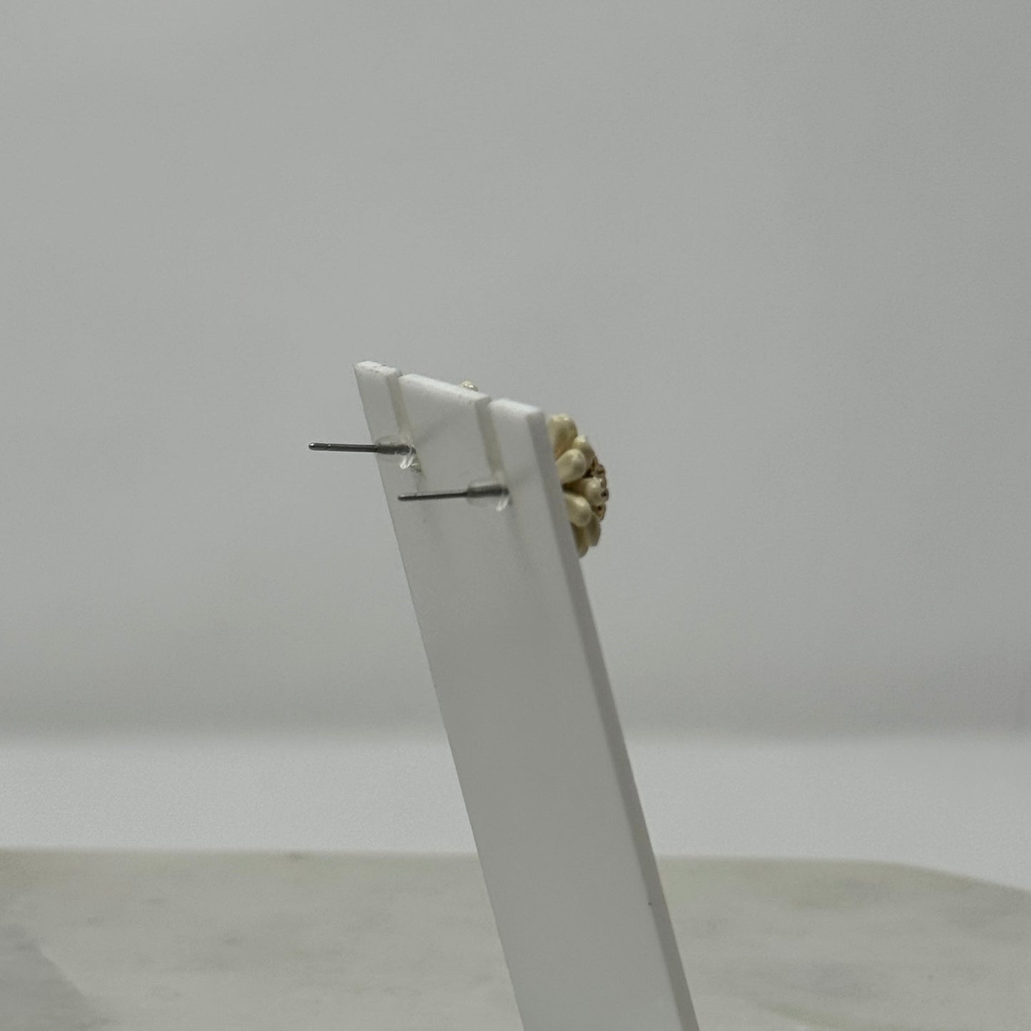 Daisy White & Gold Enamel Stud Earrings