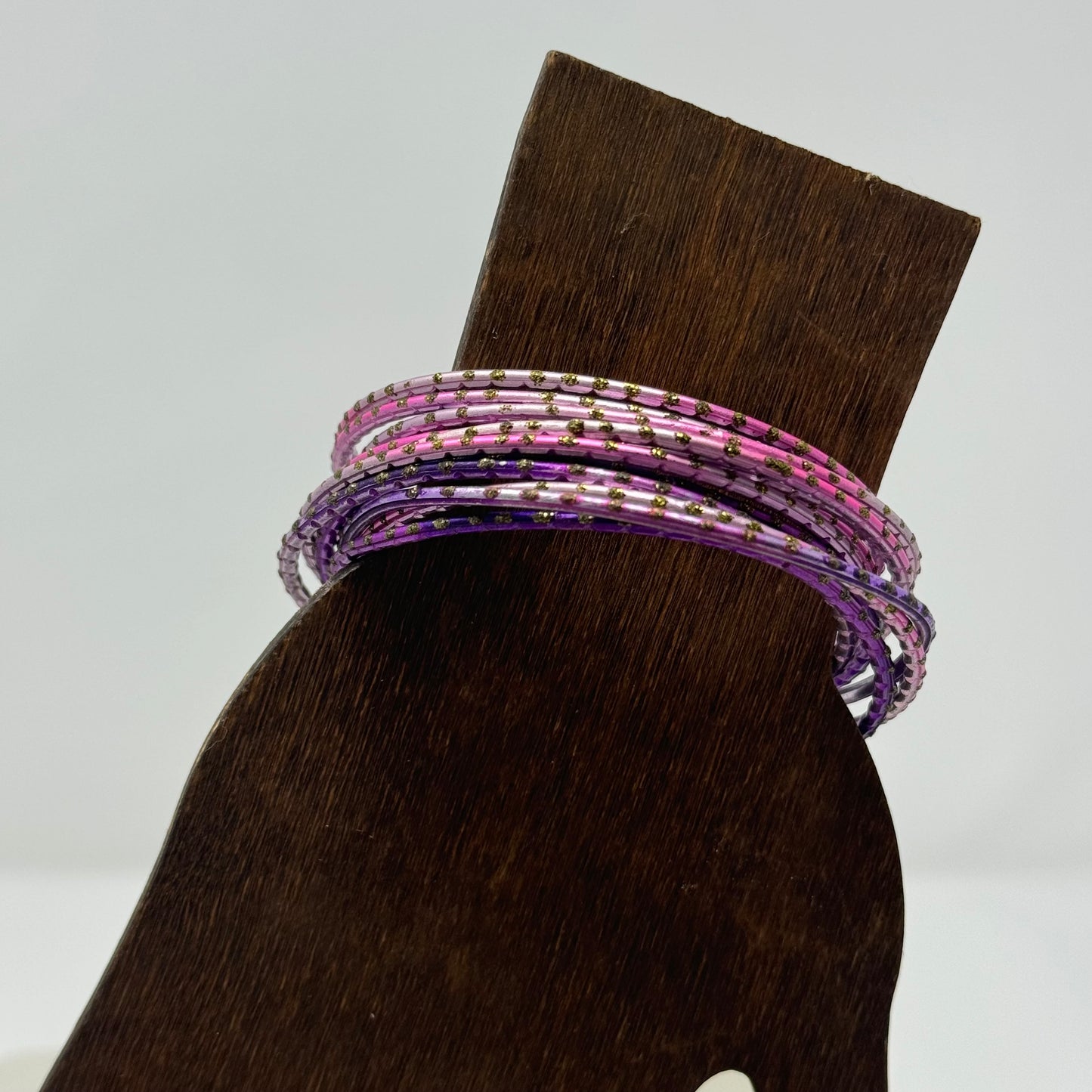 Elegant Purple & Pink Stackable Bangles 12 Trendy Glitter Fashion Jewelry Bracelet Set