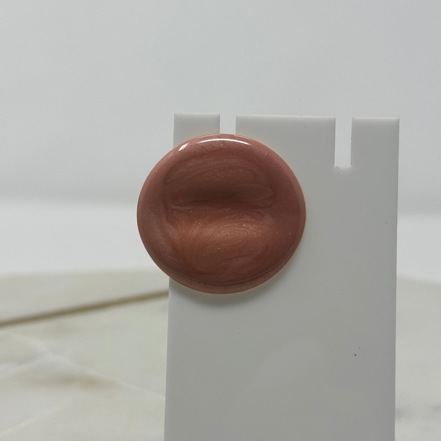 Vintage Large Round Blush Enamel Stud Earrings