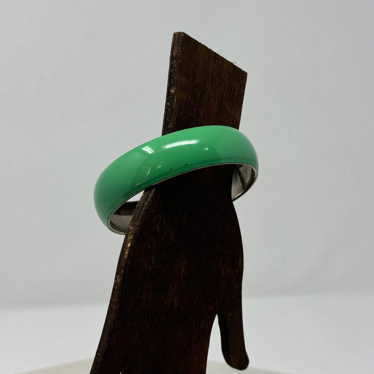 Vintage Green Enamel Bangle Bracelet - Mid-Century Modern, Chunky Statement Jewelry, Retro 1980s Style