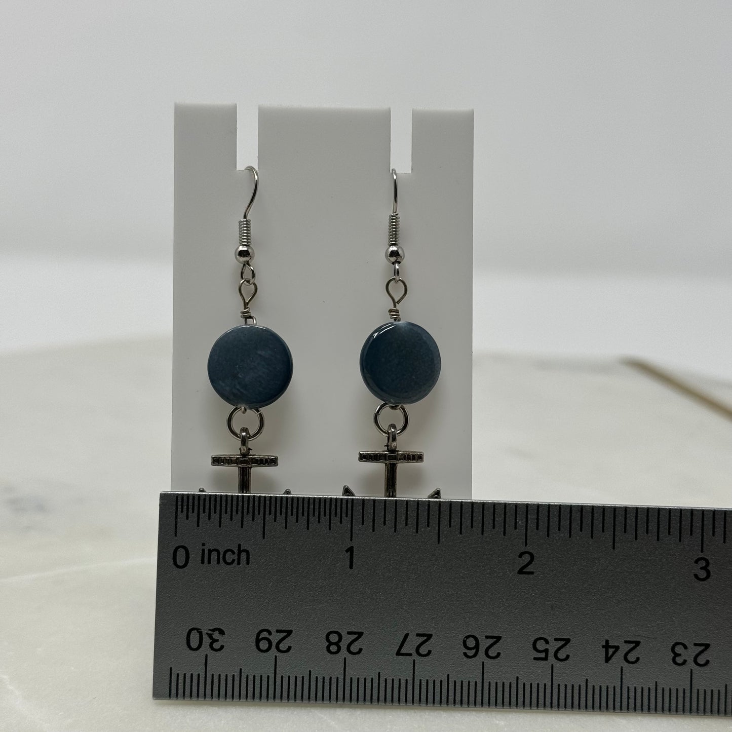 Silver Anchor Dangle Hook Earrings