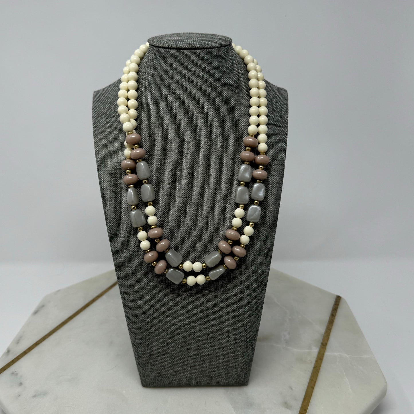 Womens Necklace Boho Statement Double Beaded Strands 18 in Costume Jewelry
