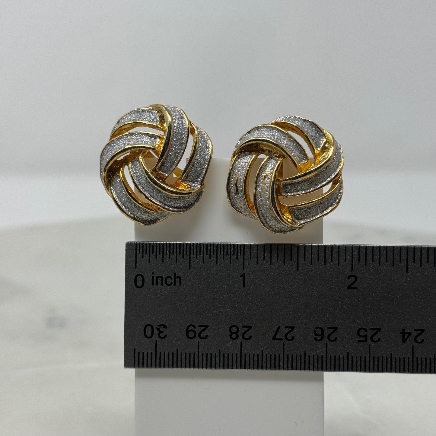 Gold & Silver Glitter Knotted Clip-On Earrings