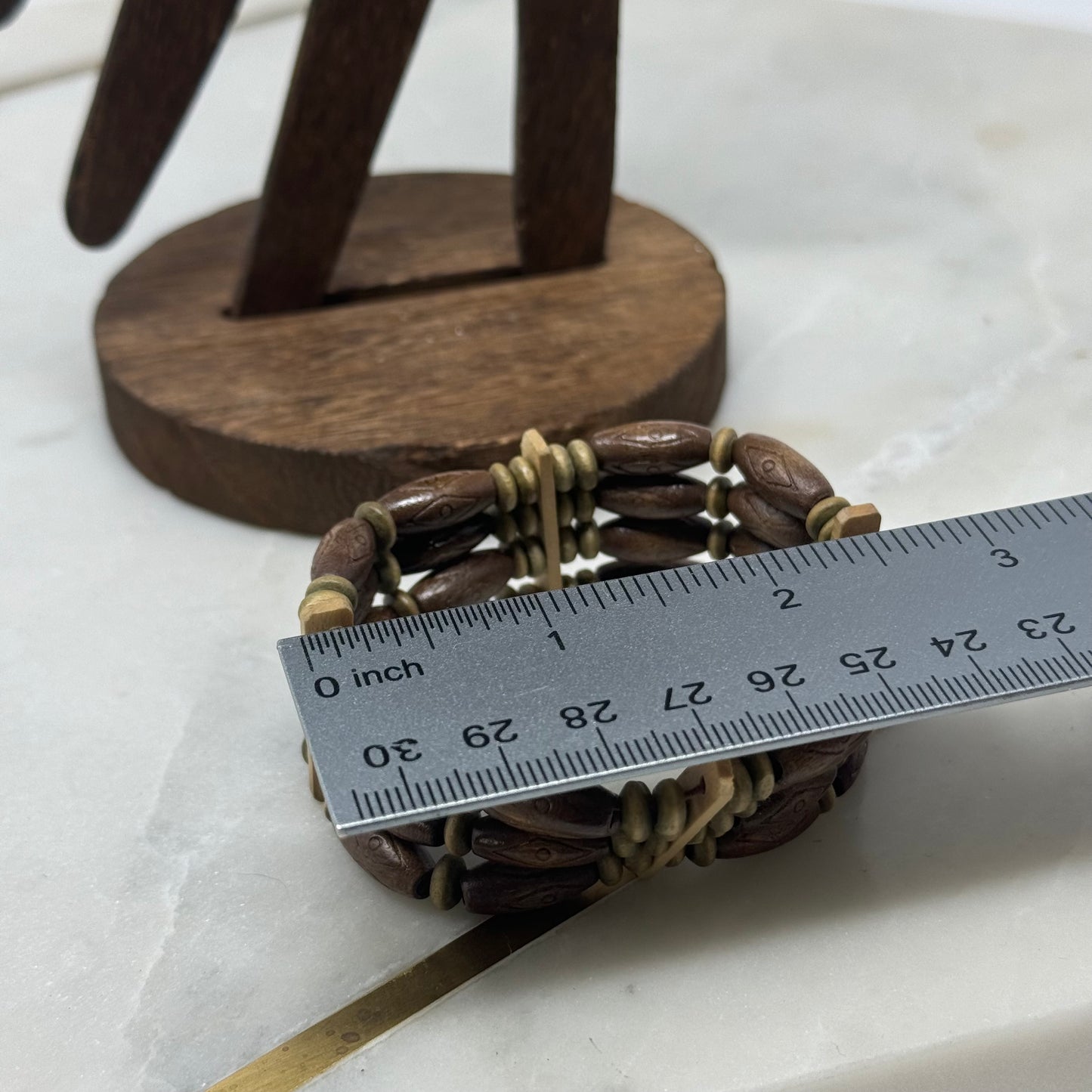 Bracelet Boho Multi-Layer Cuff Bangle Wood Beads 7.75 in Costume Jewelry