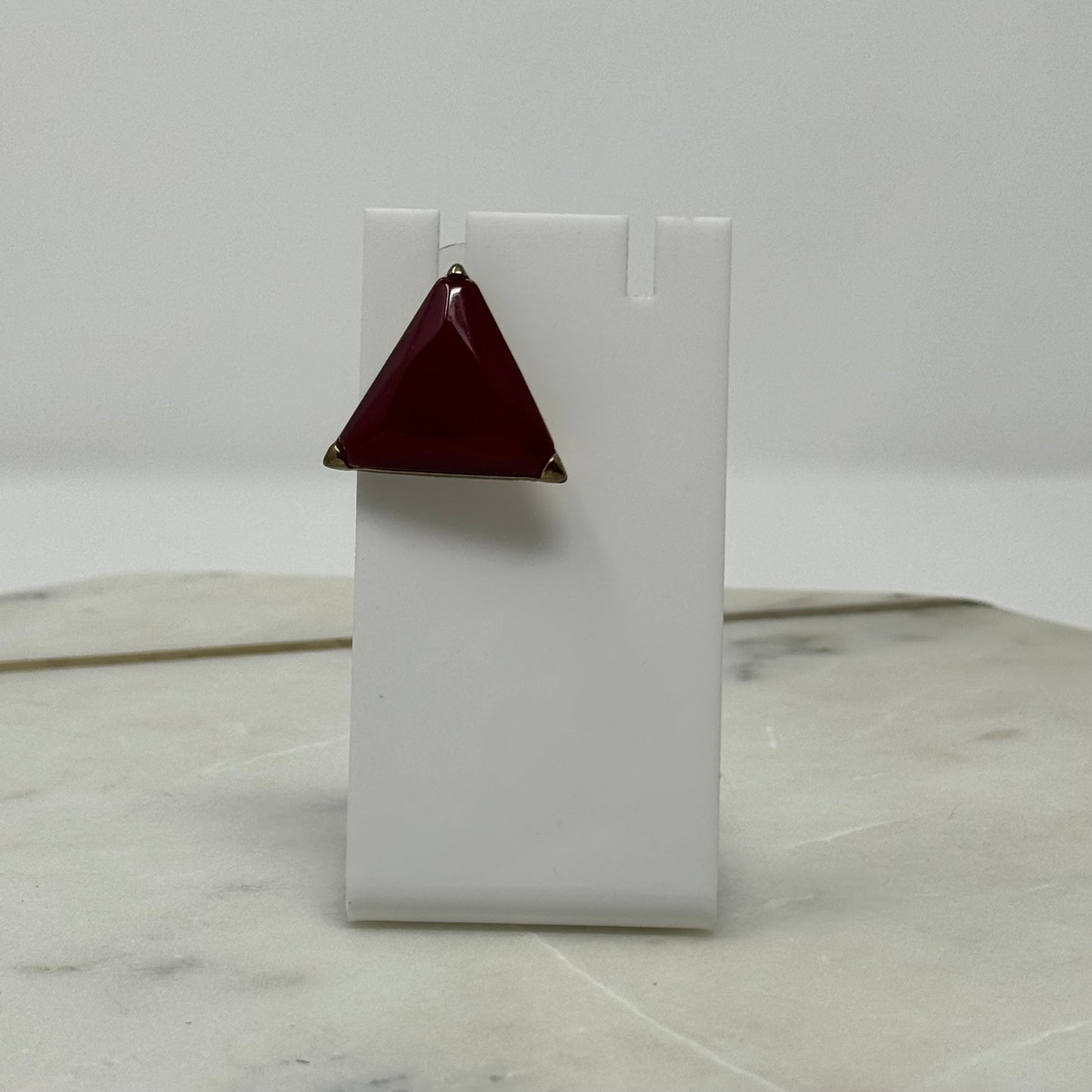 Vintage Faceted Triangle Raspberry Gold Post Earrings