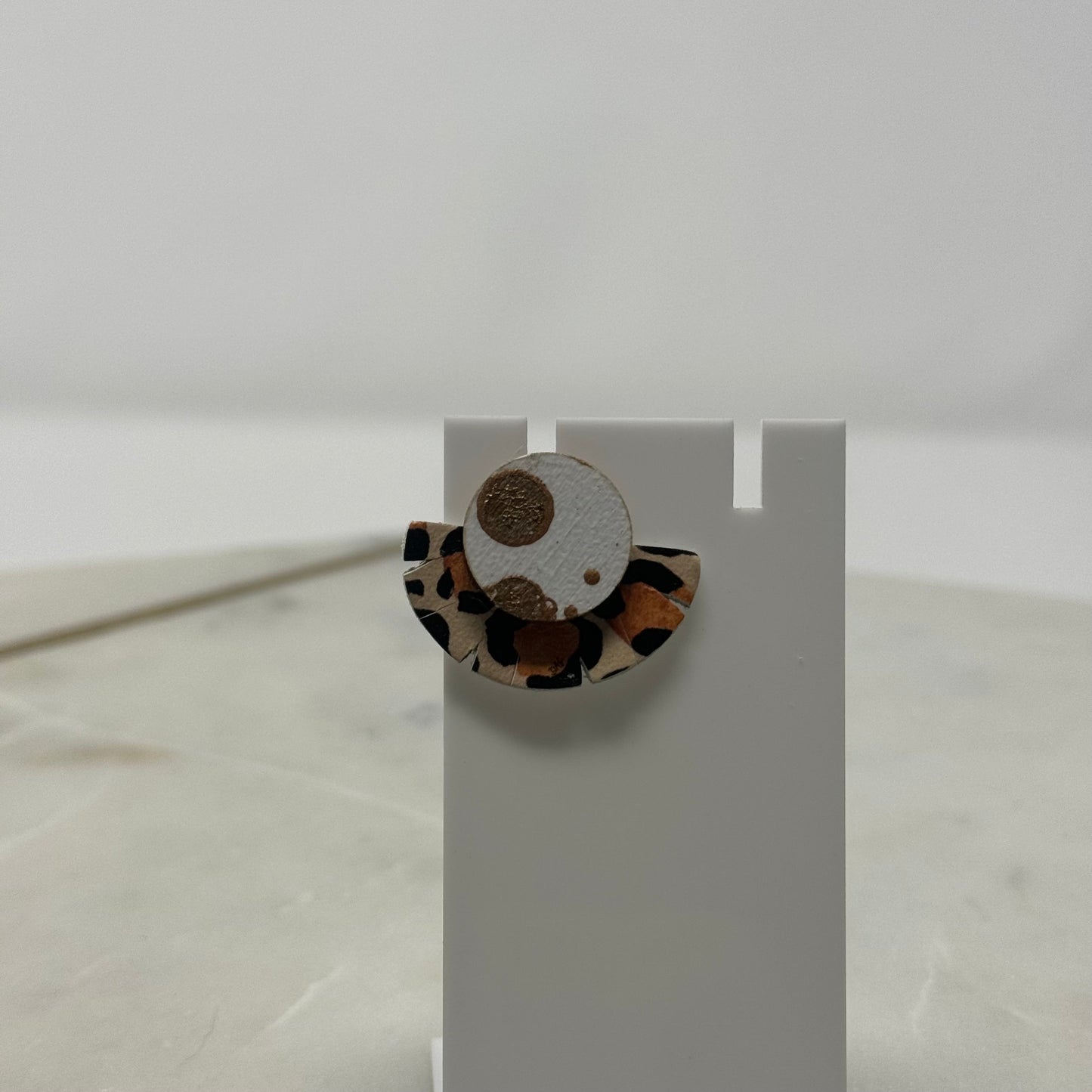 Boho Leather Animal Print Stud Earrings