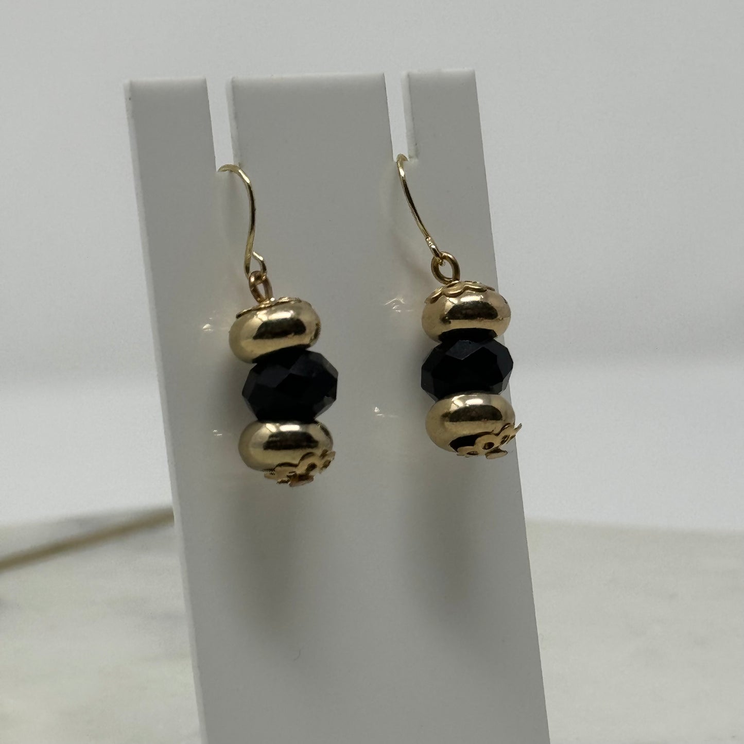 Beaded Black & Gold Dangle Earrings