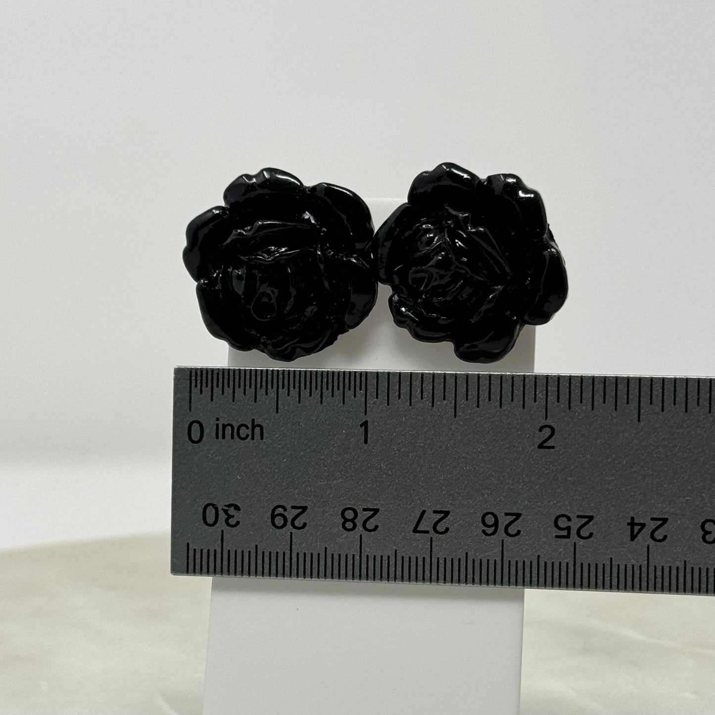 Vintage Black Rose Post Earrings