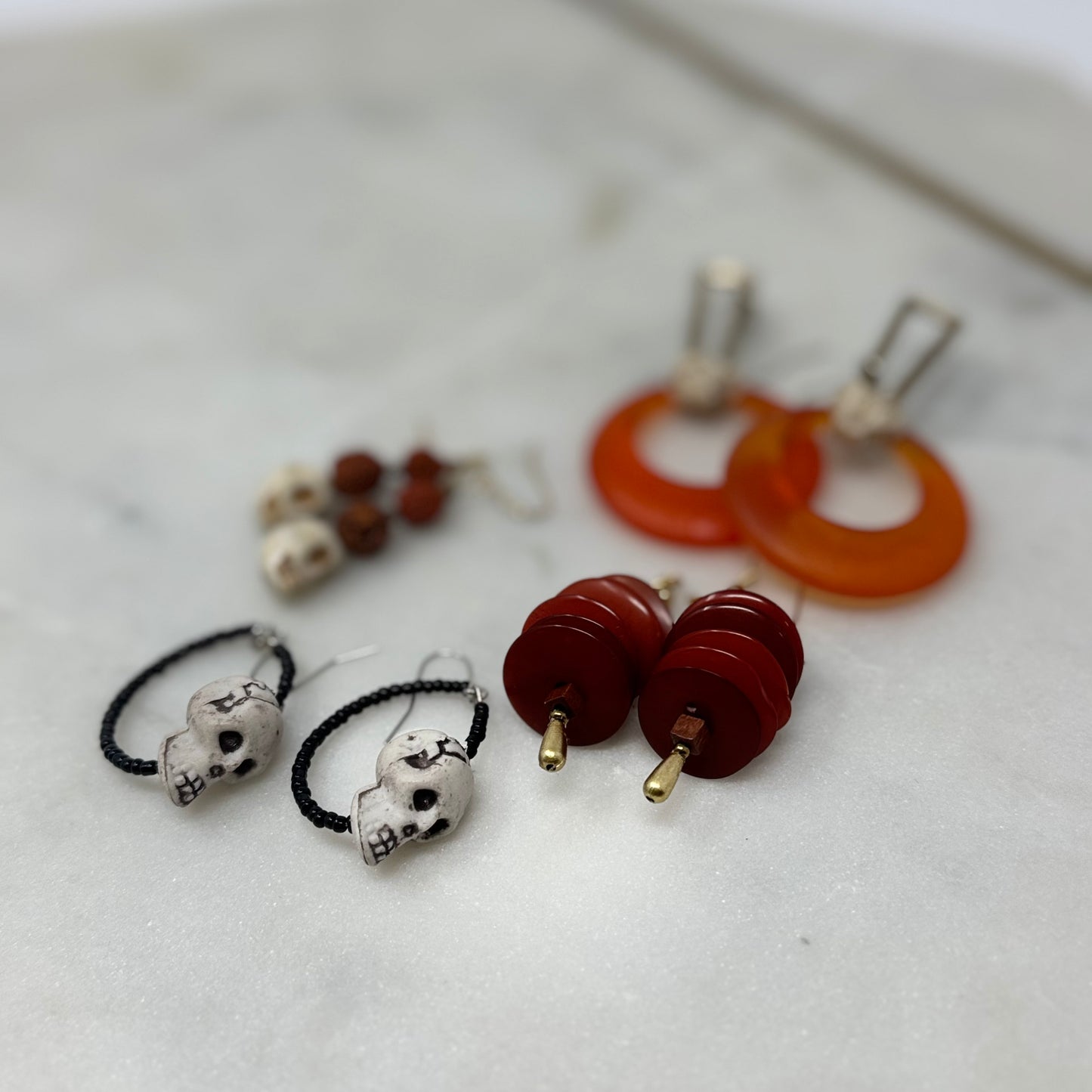 Halloween / Fall Earrings Handcrafted with reclaimed materials.
