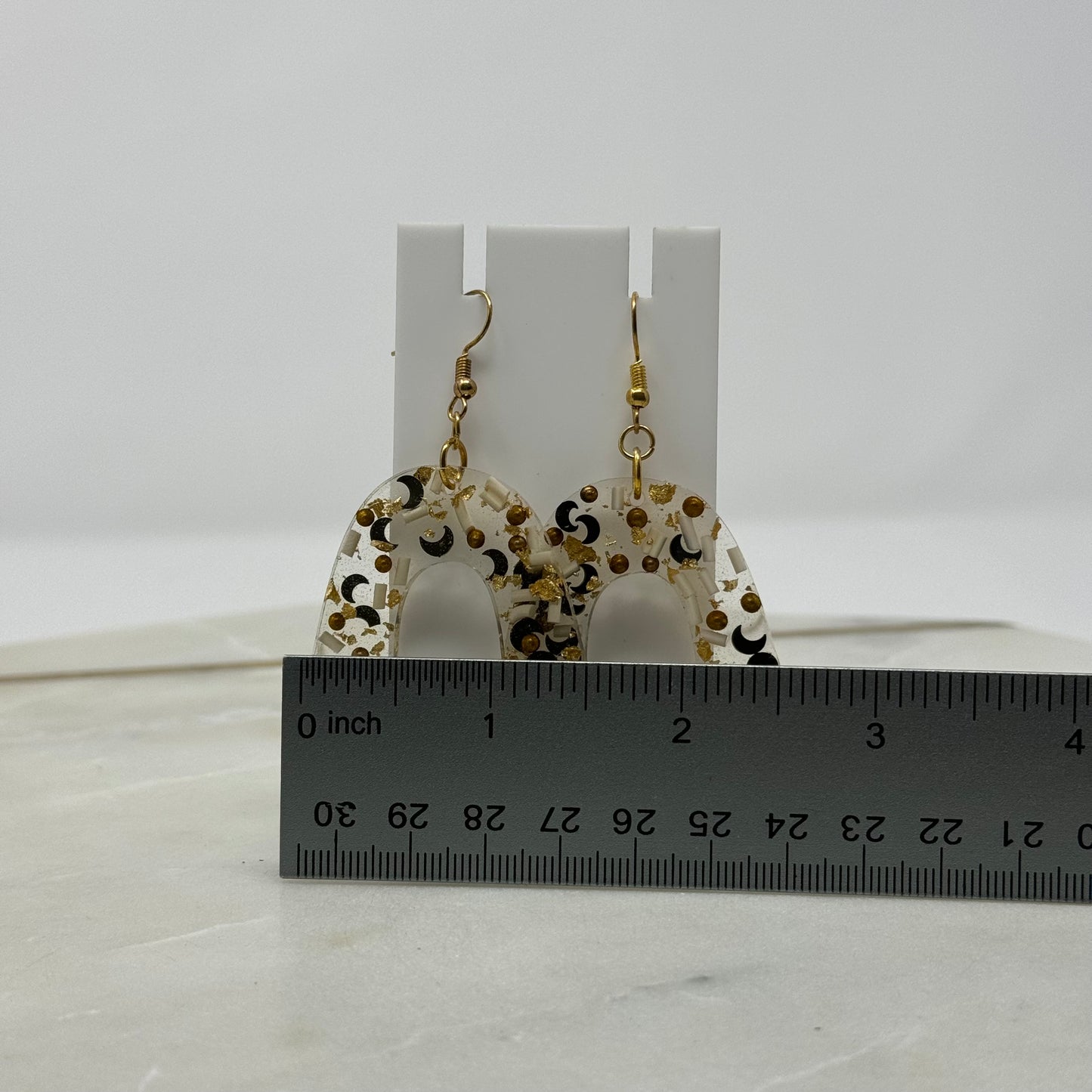 Boho Moon Gold Accent Dangle Hook Earrings
