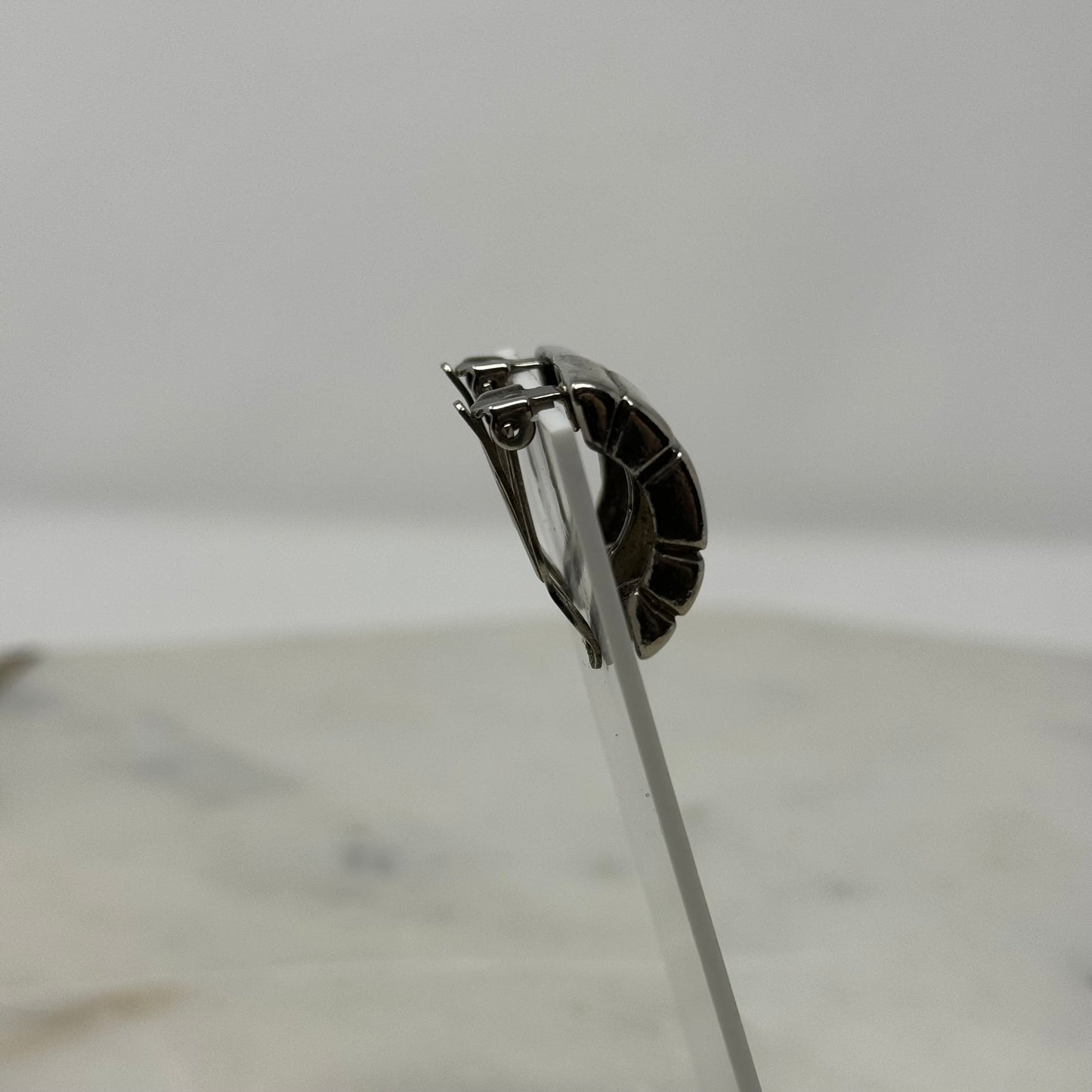 Silver Curved Clip-On Earrings