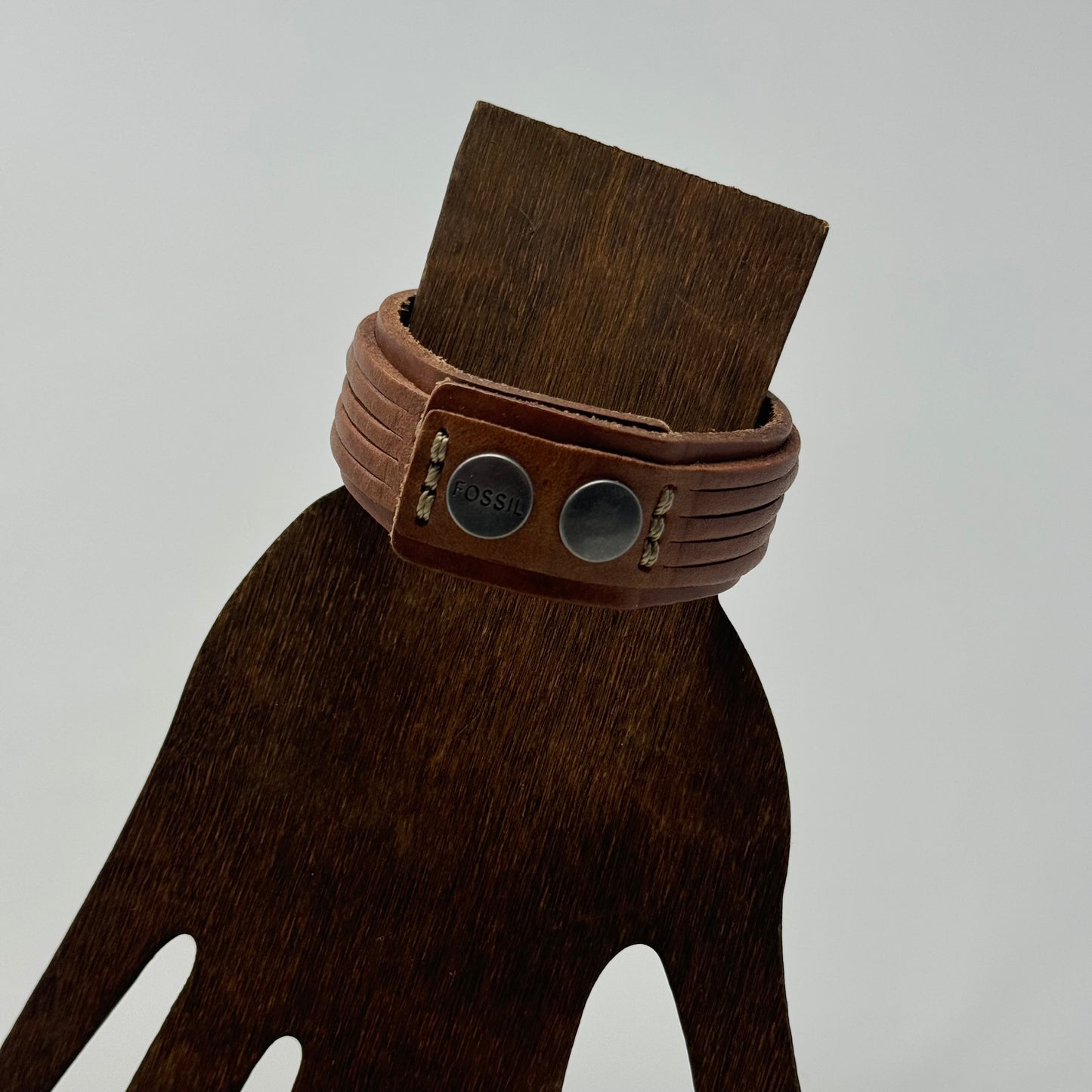 Fossil Bracelet Boho Southwest Leather Snap Cuff 7 in