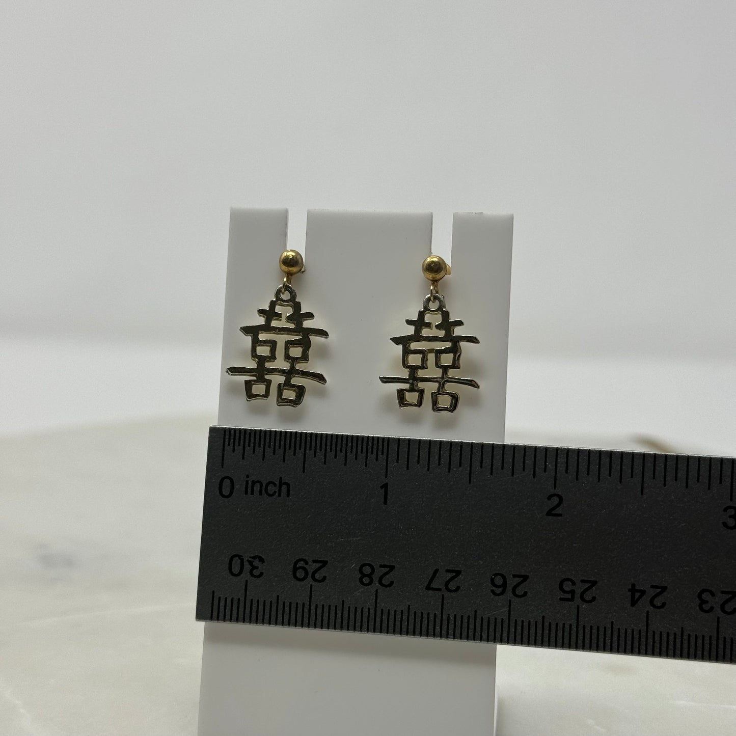 Oriental Gold Dangle Post Earrings