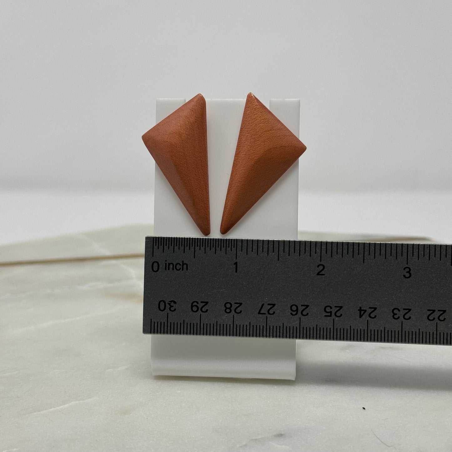 Vintage Boho Geometric Wood Peach Statement Earrings