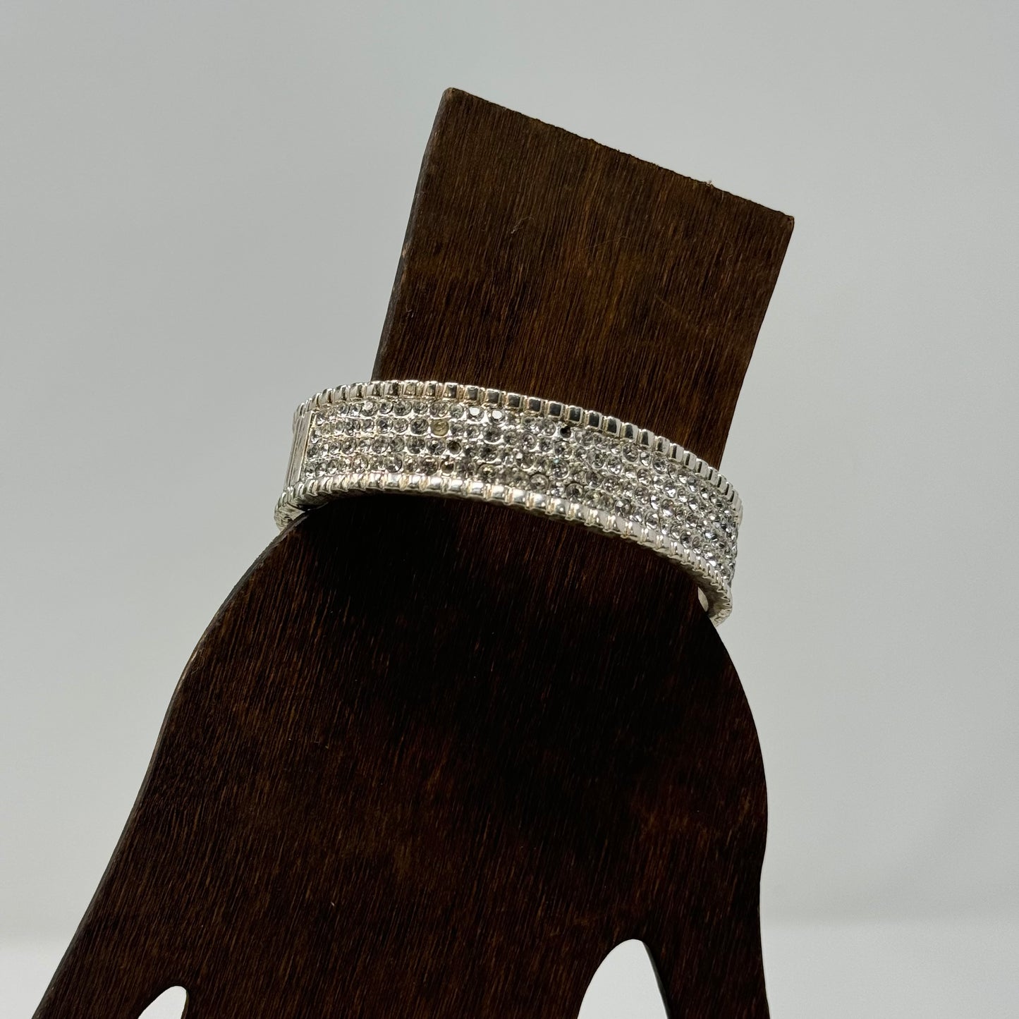 Sparkling Silver Rhinestone Bracelet, Elegant Statement Jewelry, Glamorous Fashion Accessory