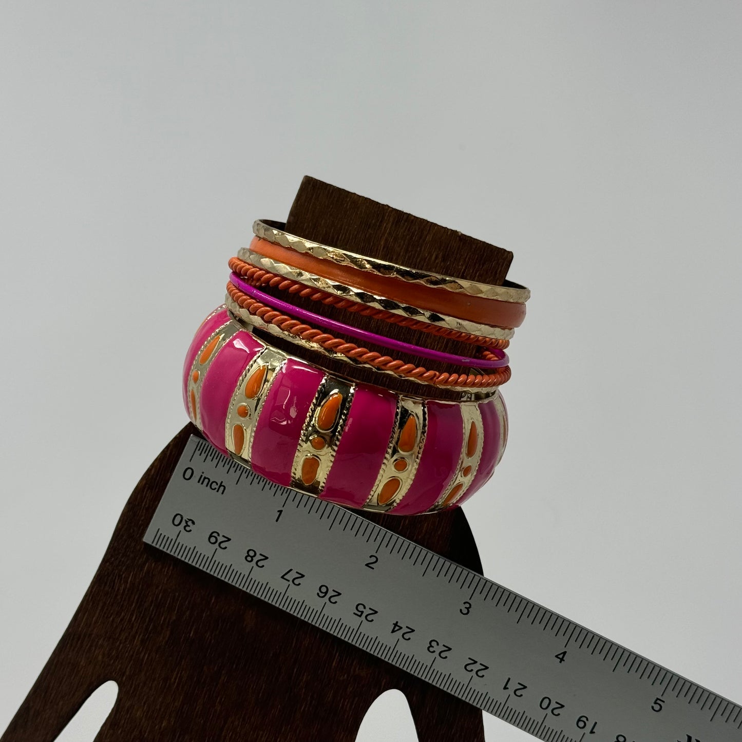 Vibrant Boho Bracelet Set Tribal Chic Stacked Bangles Enamel & Gold-Tone Statement Jewelry