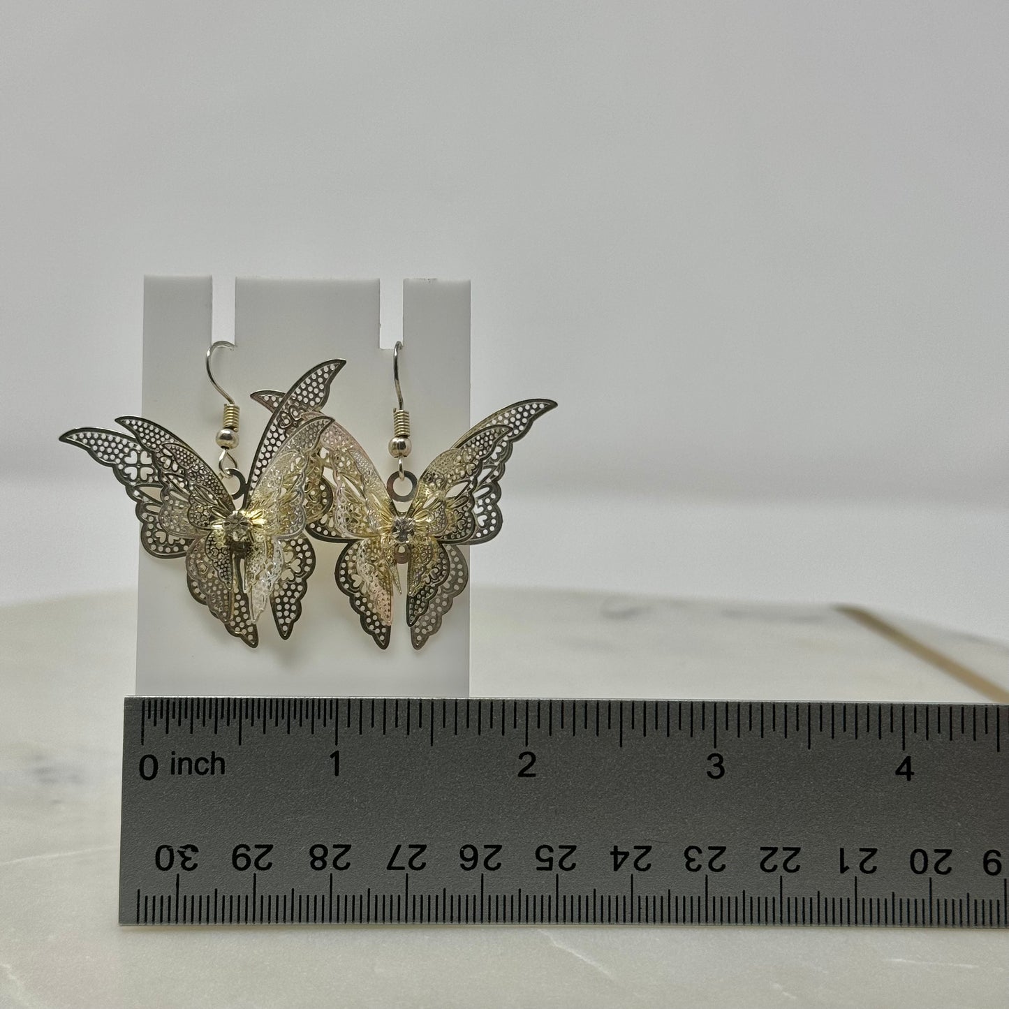 Intricate 3D Butterfly Dangle Hook Earrings