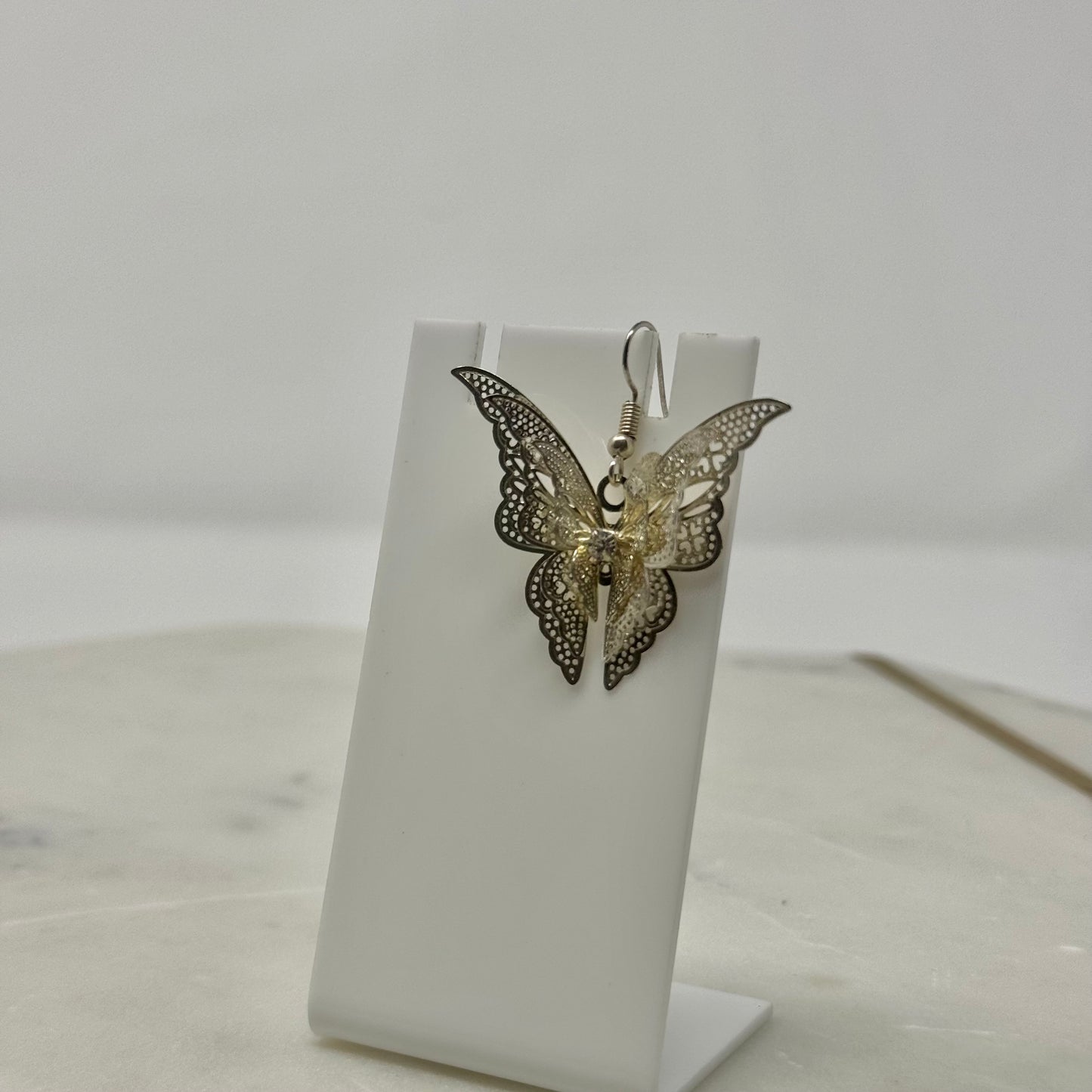 Intricate 3D Butterfly Dangle Hook Earrings