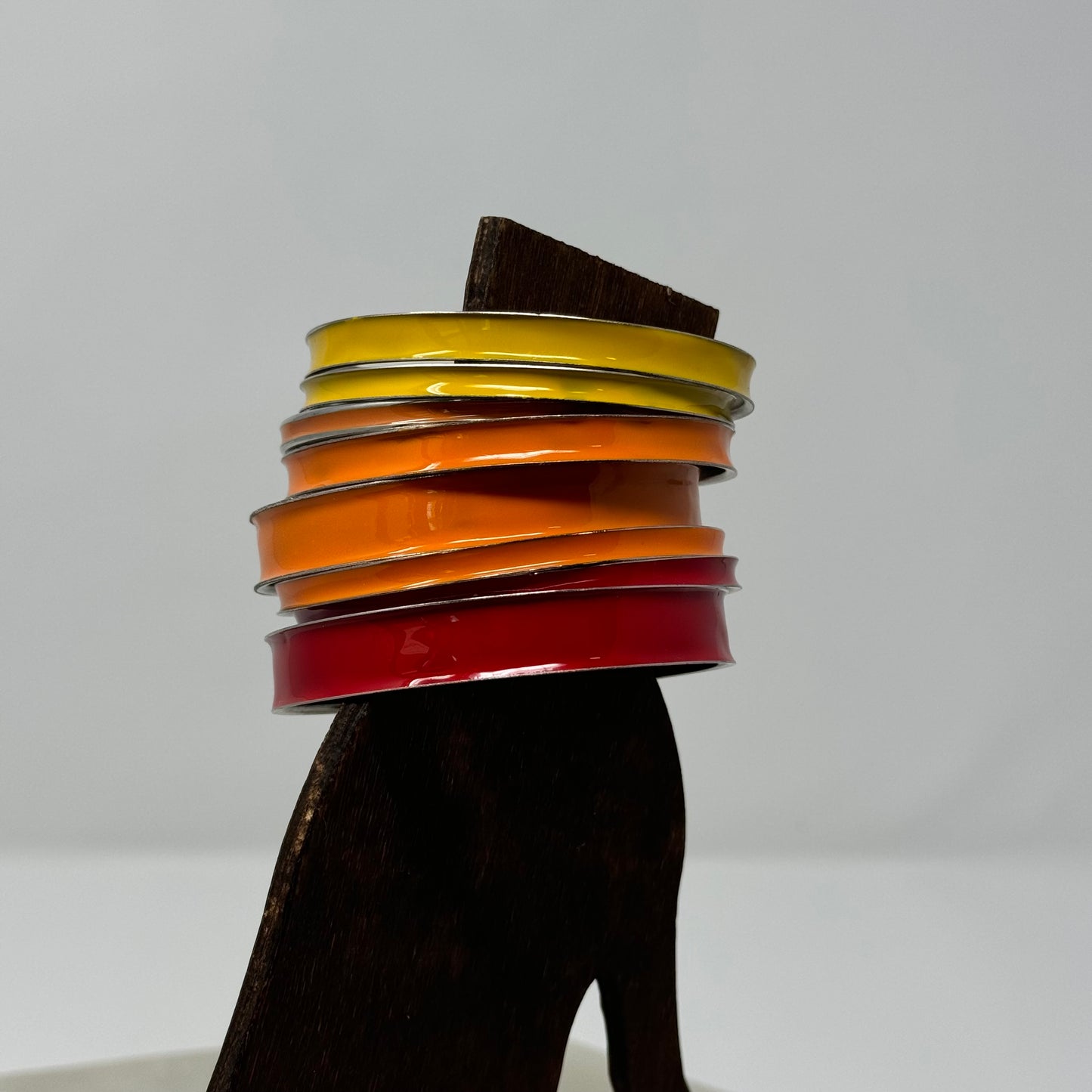 Vibrant Stackable Enamel Bangle Bracelets - Trendy Multicolor Fashion Jewelry Set