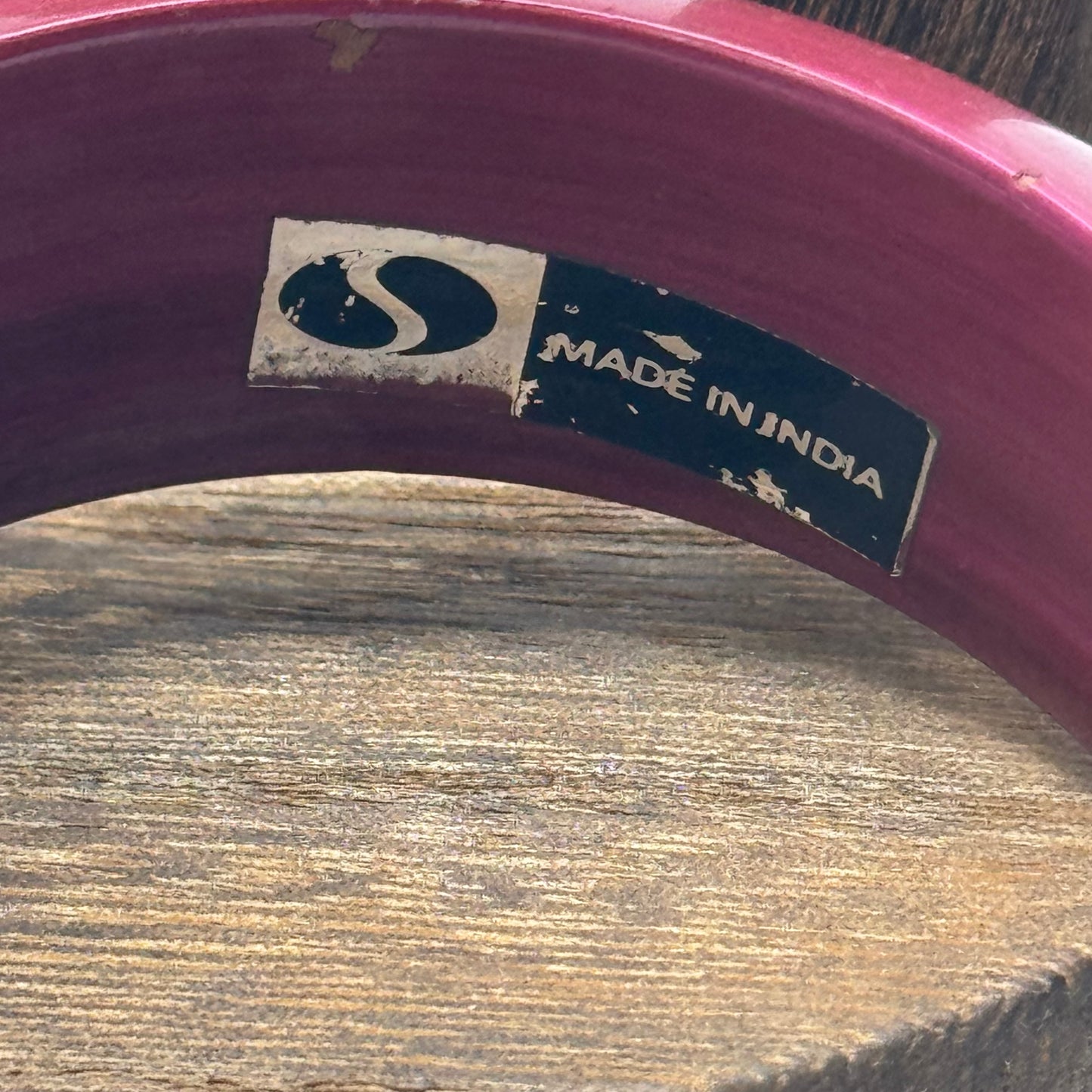 Maroon Wood Bangle Bracelet - Retro 80s Bold Statement Jewelry, Fashion Accessory