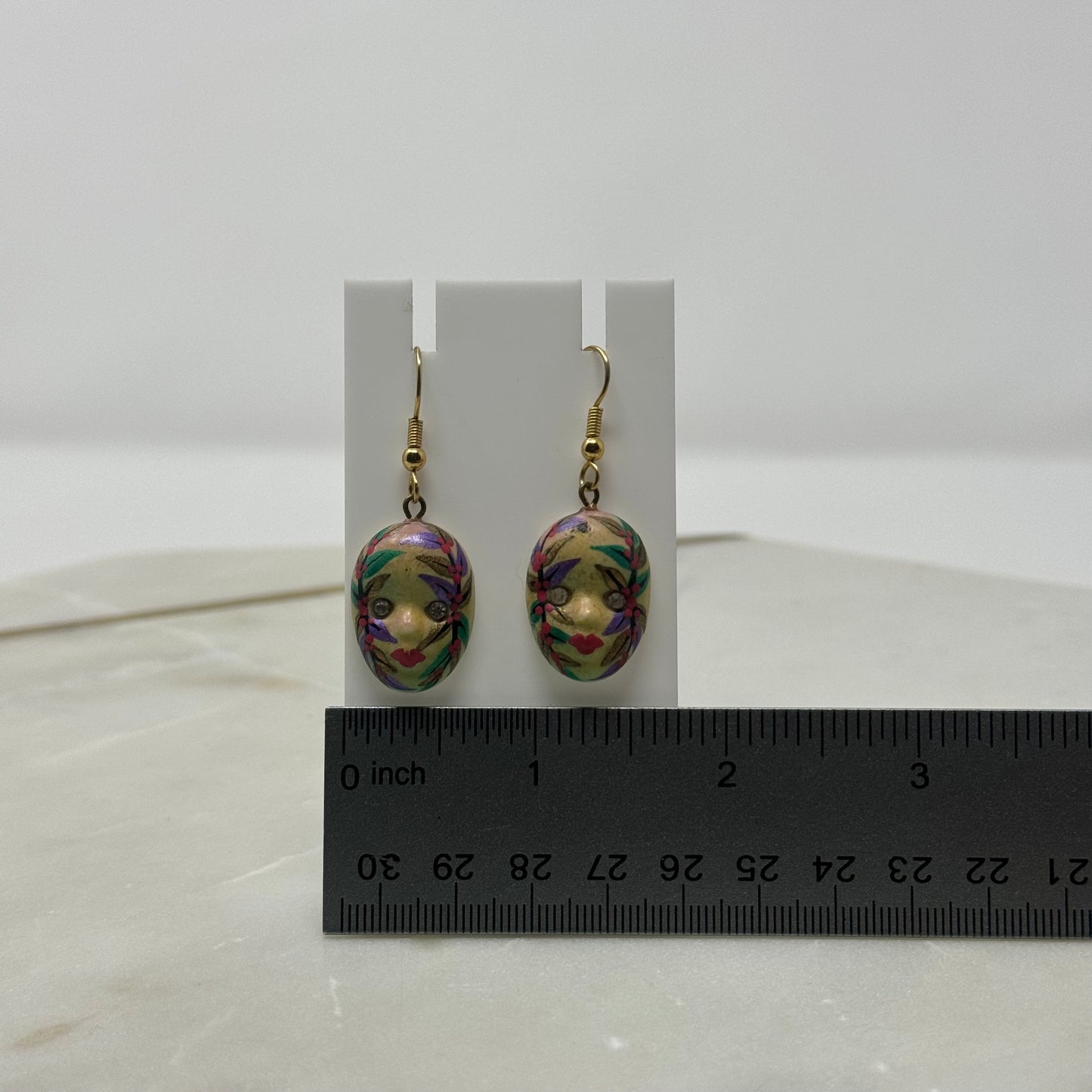Vintage Theater Mask Hook Dangle Earrings