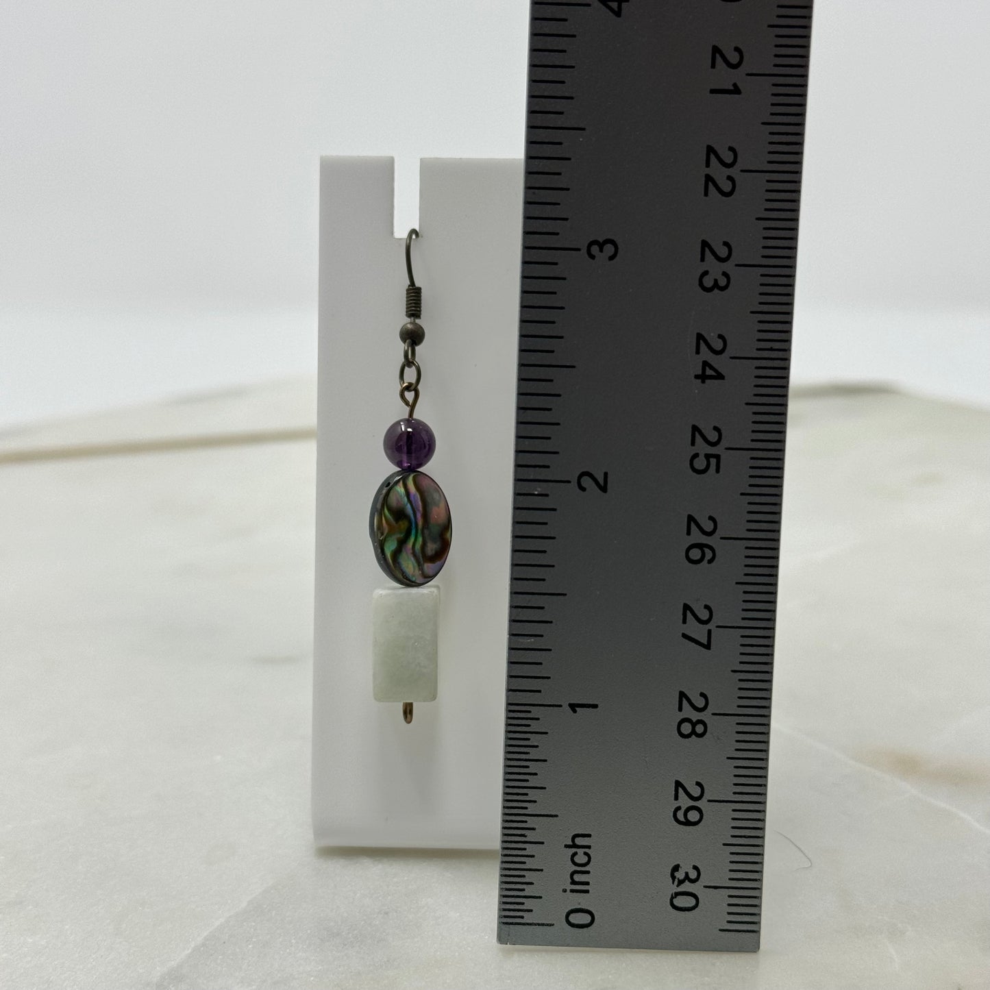 Earrings Beachy Boho Southwest Natural Shell & Stone Beaded Dangles 2.5 in