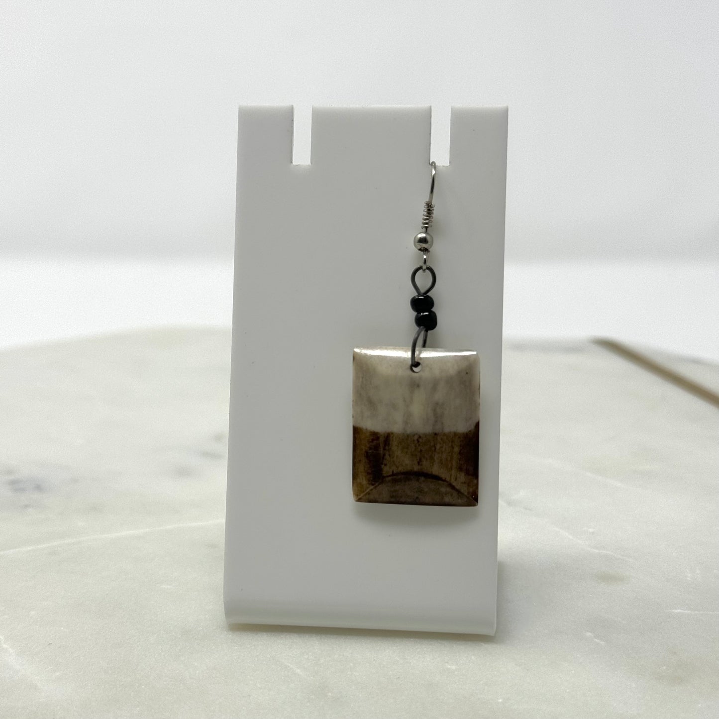 Two-Tone Stone Drop Dangle Hook Earrings