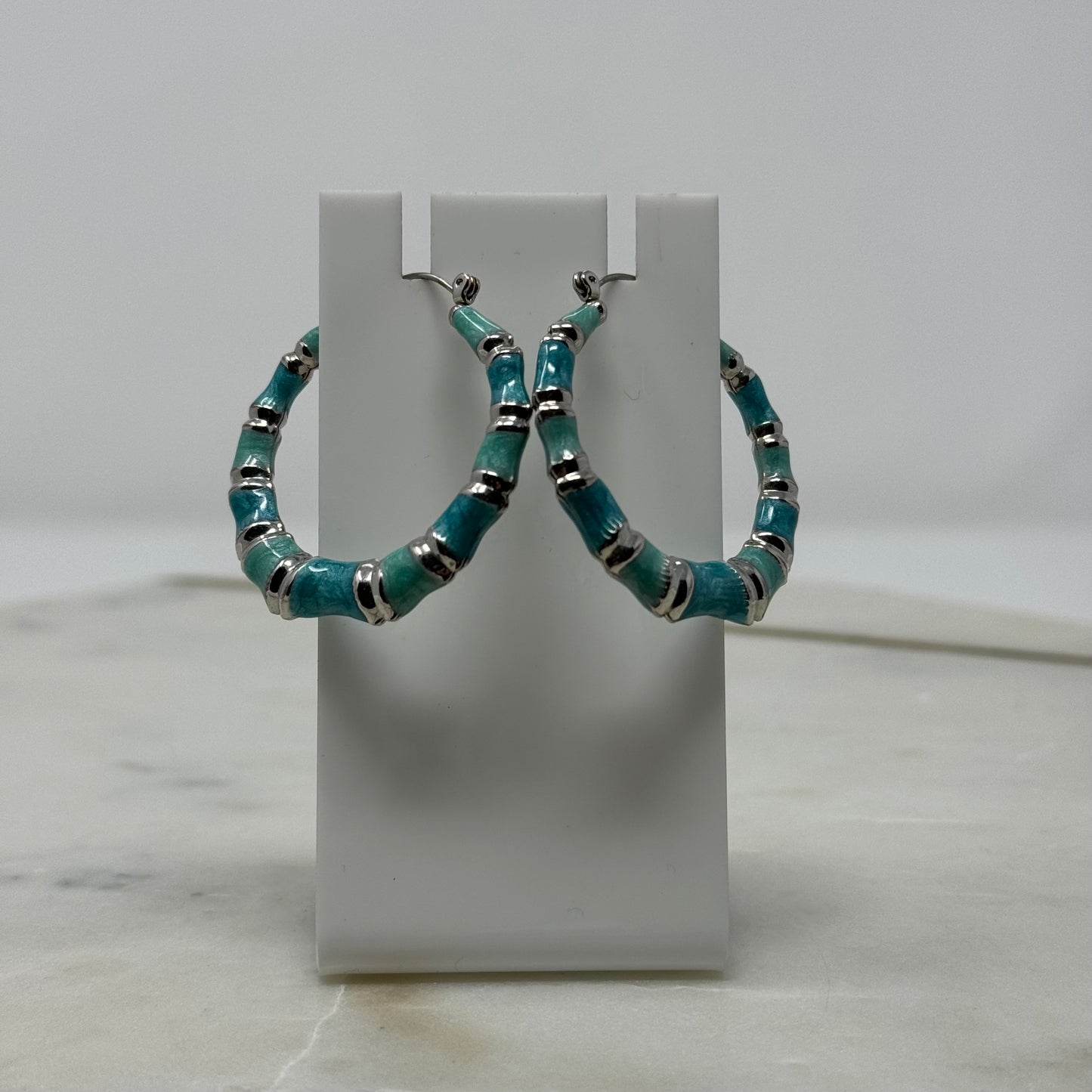 Aqua Blue Hoop Earrings